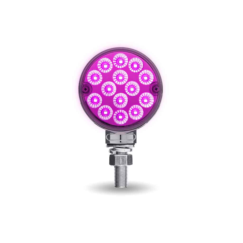 Amber/Red Turn & Marker to Purple Auxiliary 3" Mini Double Face Round Light with Reflector LEDs - 28 Diodes - Thumbnail 6
