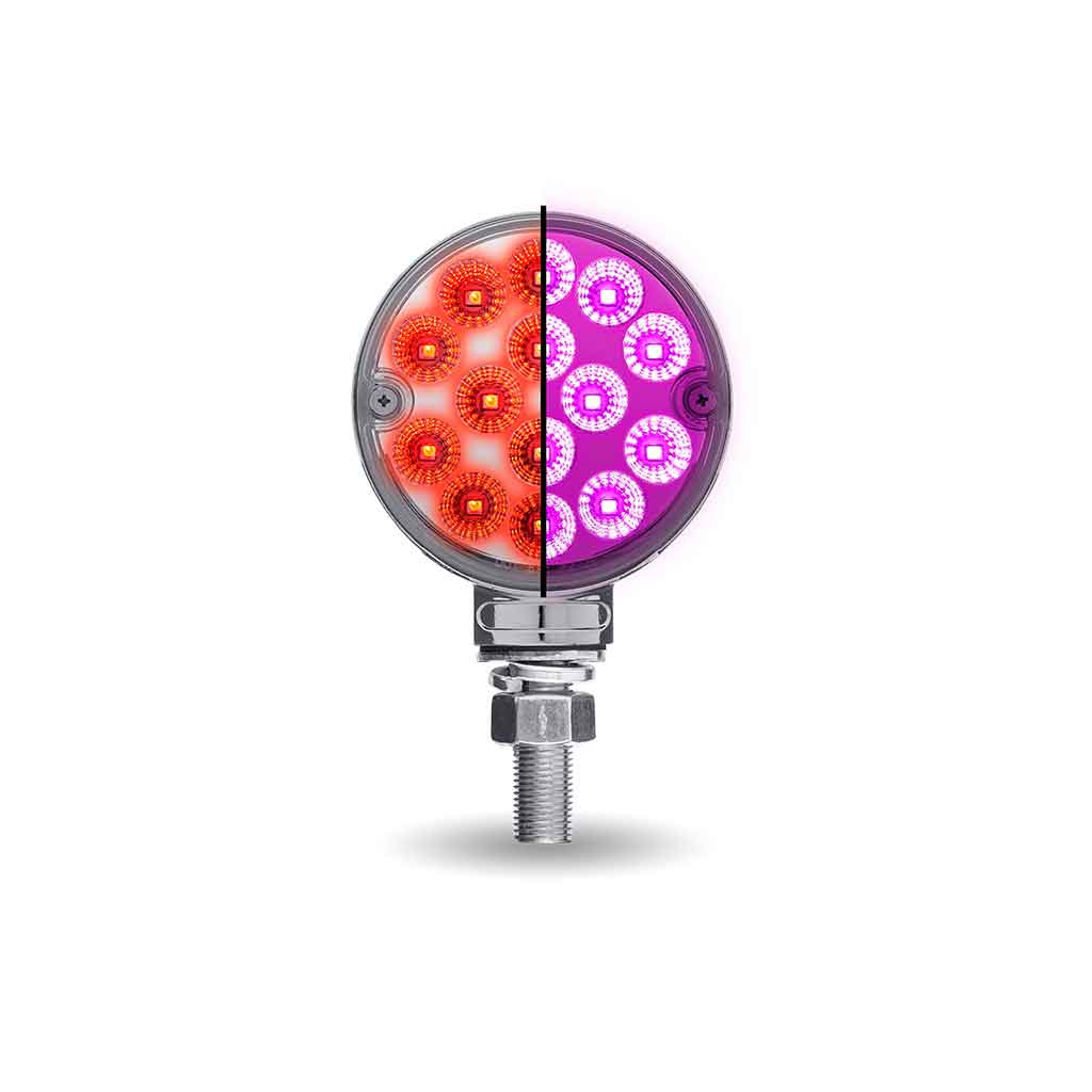 Amber/Red Turn & Marker to Purple Auxiliary 3" Mini Double Face Round Light with Reflector LEDs - 28 Diodes - Thumbnail 7