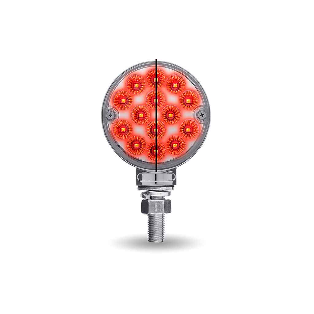 Amber/Red Turn & Marker to Red Auxiliary 3" Mini Double Face Round Light with Reflector LEDs - 28 Diodes - Thumbnail 3