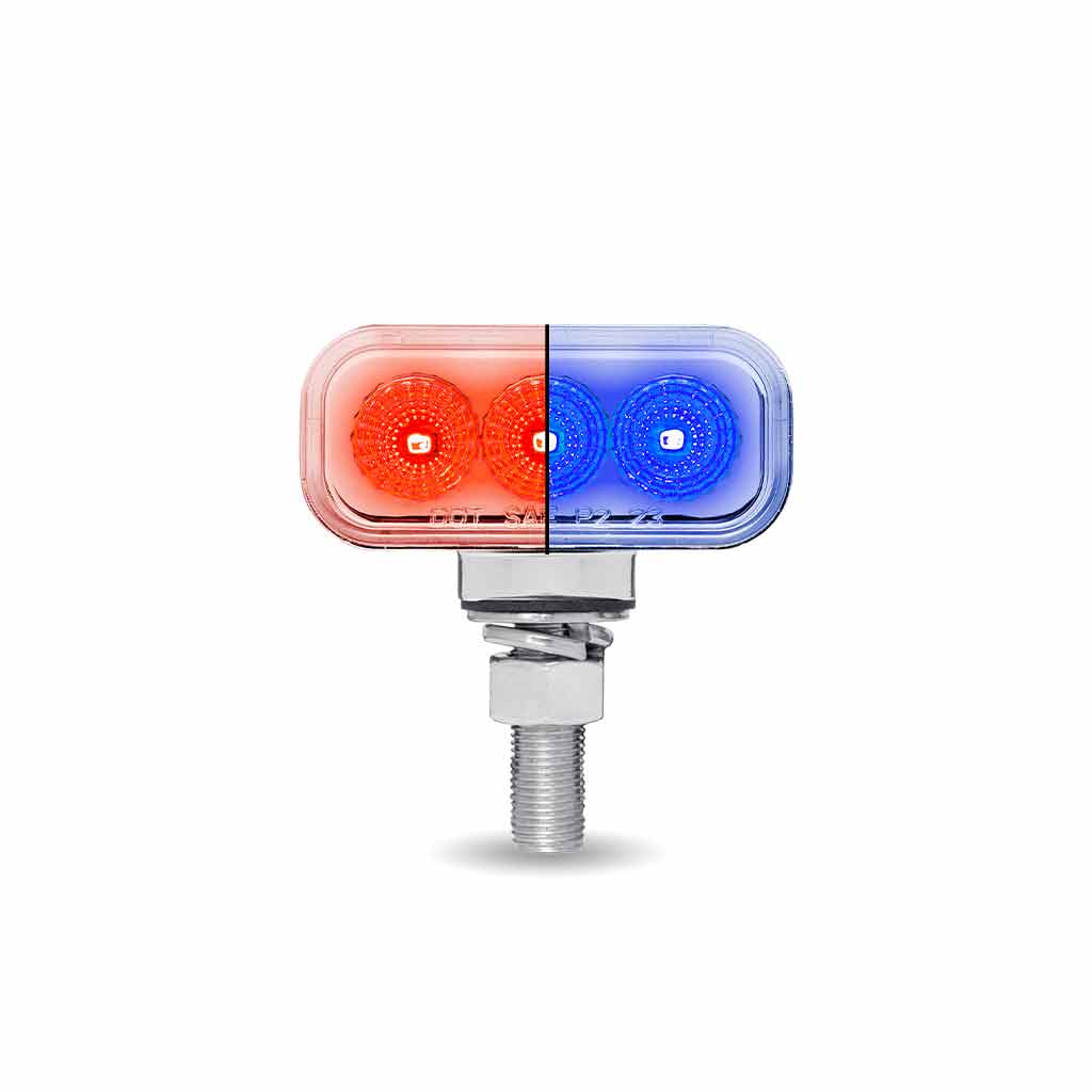 Amber/Red Clearance Marker to Blue Auxiliary 1.5" x 3" Mini Double Face Rectangular Light with Reflector LEDs - 20 Diodes - Thumbnail 2