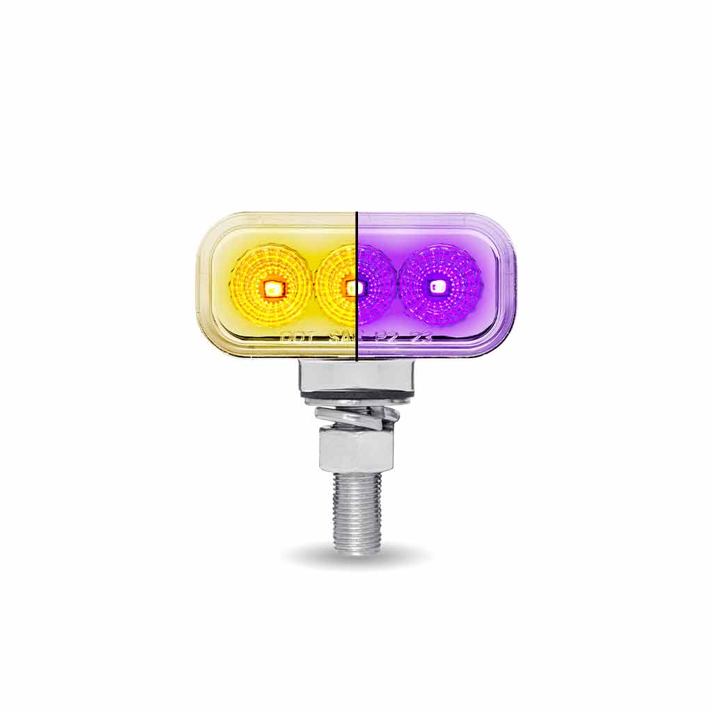 Amber/Red Clearance Marker to Purple Auxiliary 1.5" x 3" Mini Double Face Rectangular Light with Reflector LEDs - 20 Diodes - Thumbnail 2