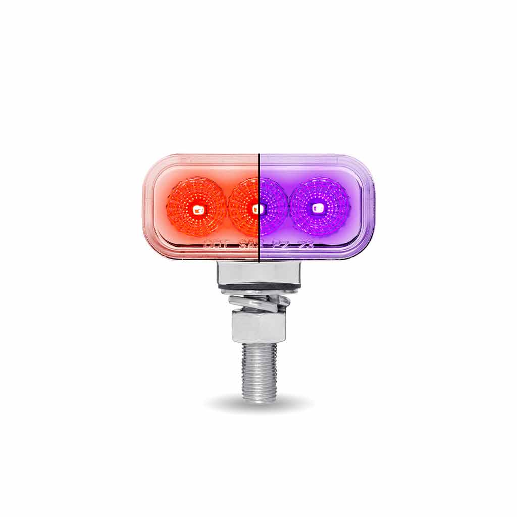 Amber/Red Clearance Marker to Purple Auxiliary 1.5" x 3" Mini Double Face Rectangular Light with Reflector LEDs - 20 Diodes - Thumbnail 3