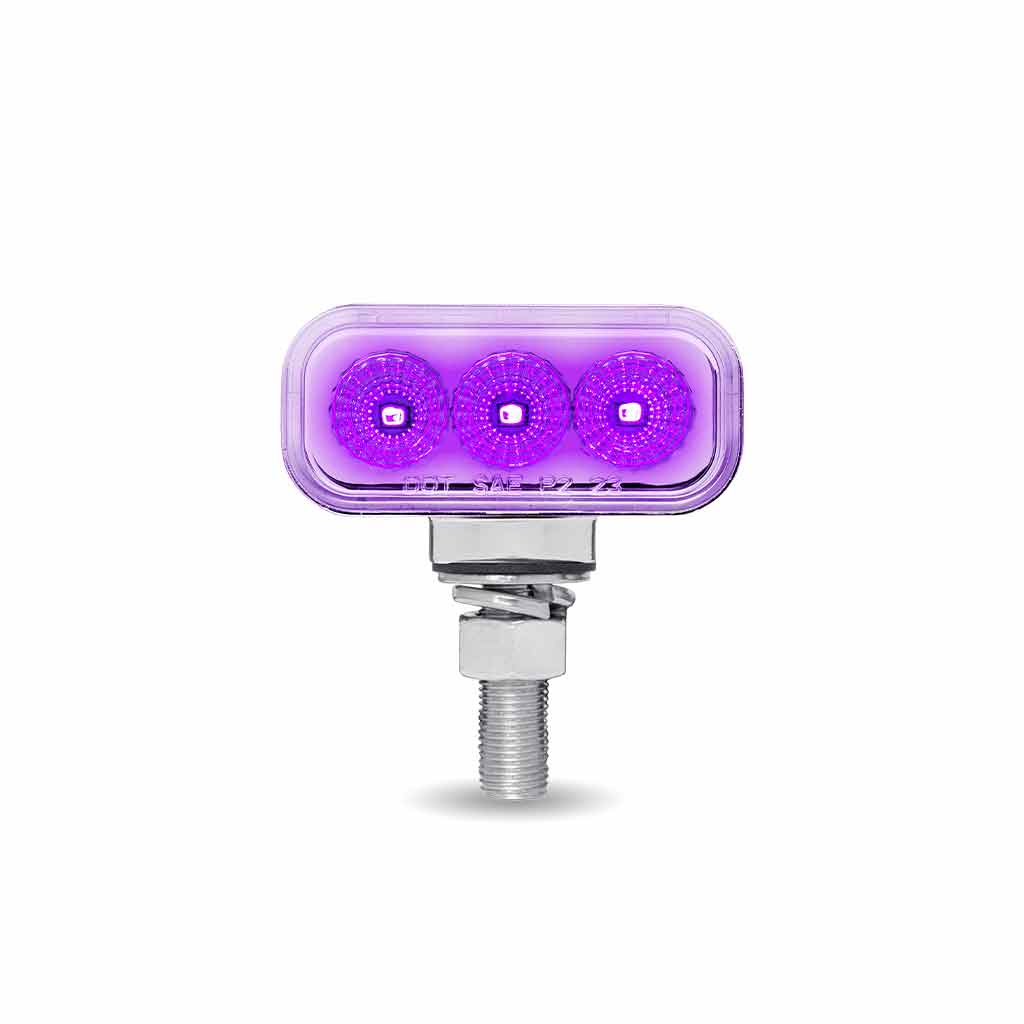Amber/Red Clearance Marker to Purple Auxiliary 1.5" x 3" Mini Double Face Rectangular Light with Reflector LEDs - 20 Diodes - Thumbnail 6