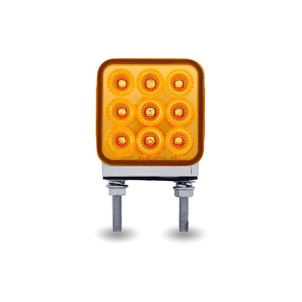 Amber/Red Stop, Turn & Tail 3" Mini Double Face Square Light with Reflector LEDs - 30 Diodes - Thumbnail 2