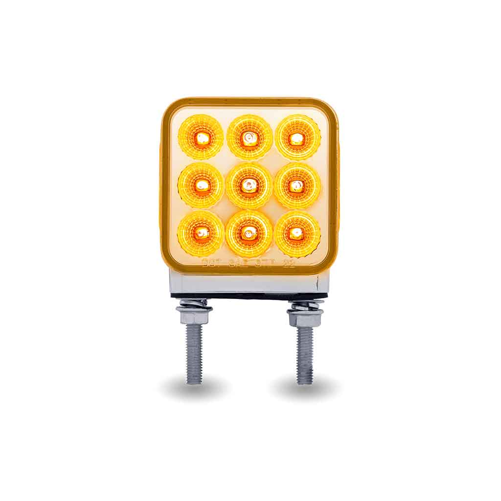Amber/Red Stop, Turn & Tail to Blue Auxiliary 3" Mini Double Face Square Light with Reflector LEDs - 30 Diodes - Thumbnail 6