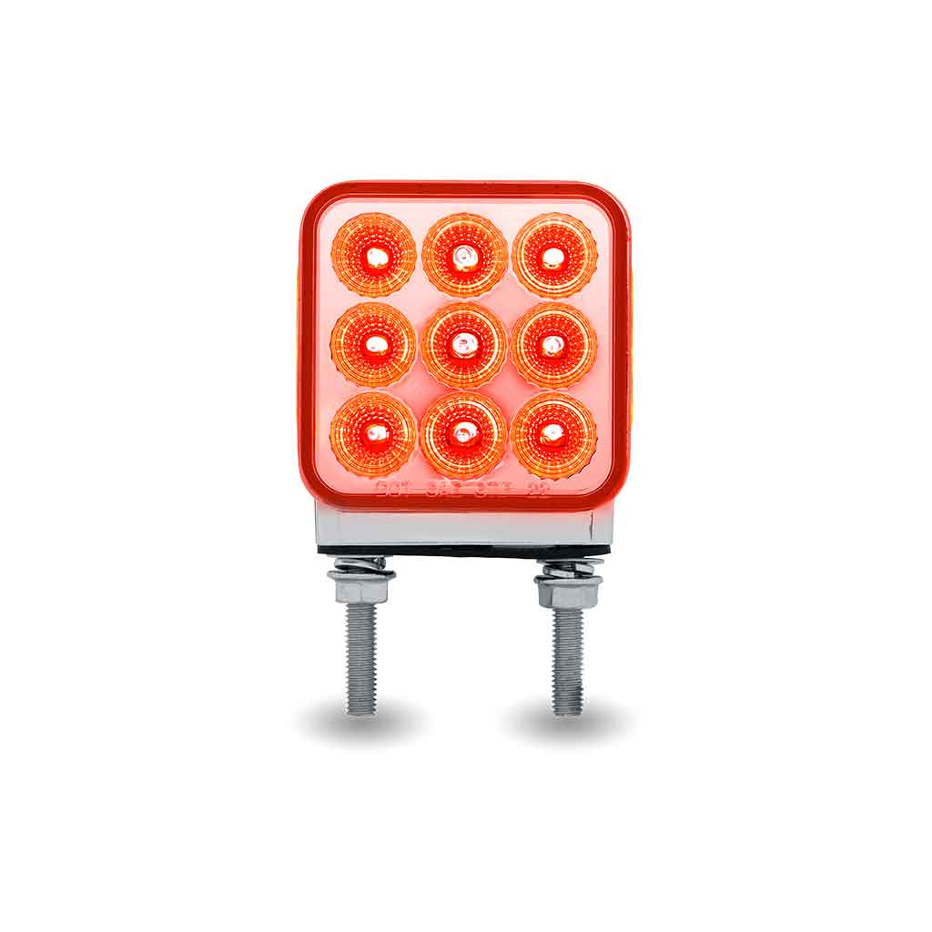 Amber/Red Stop, Turn & Tail to Blue Auxiliary 3" Mini Double Face Square Light with Reflector LEDs - 30 Diodes - Thumbnail 7