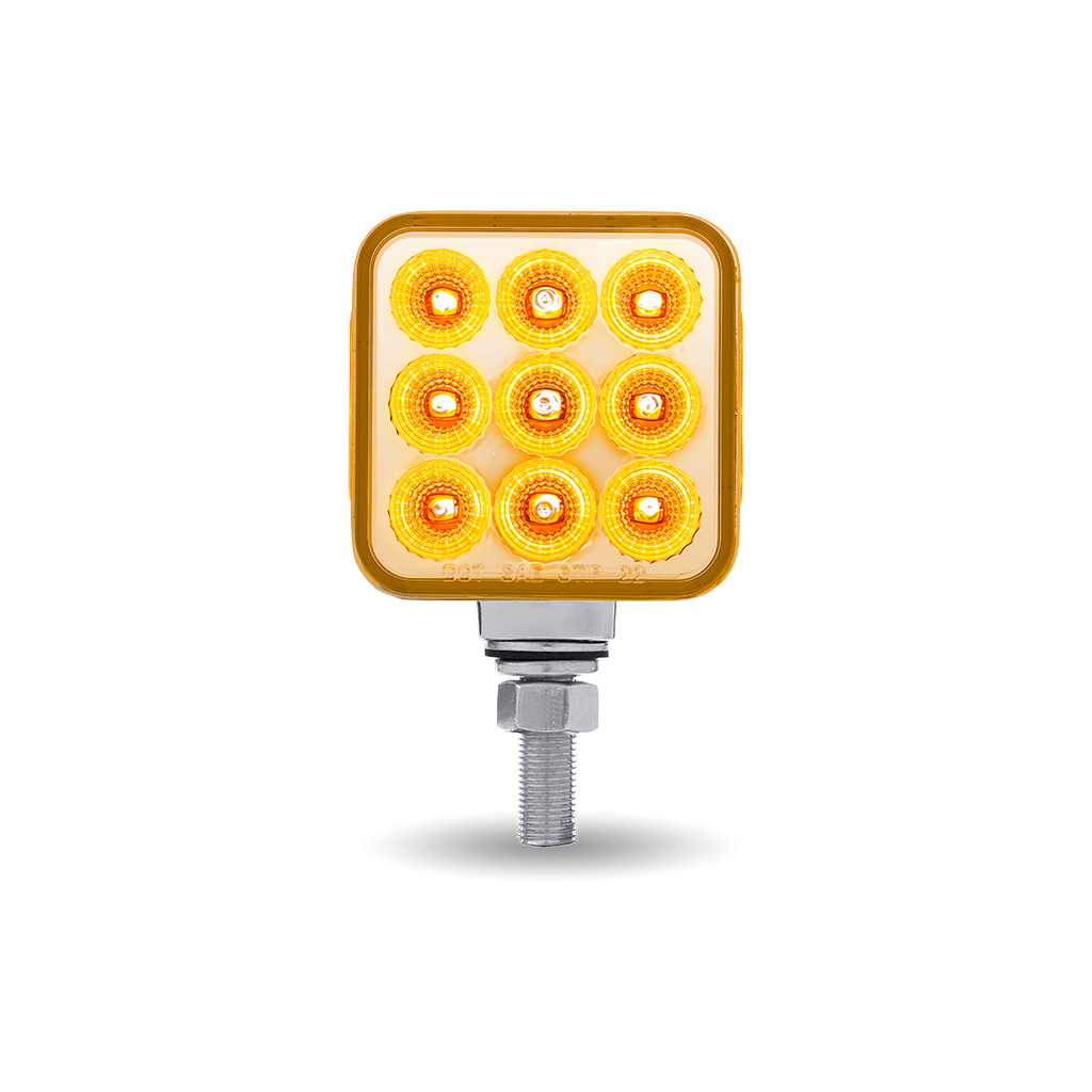 Clear Amber/Red Stop, Turn & Tail 3" Mini Double Face Square Light with Reflector LEDs - 30 Diodes