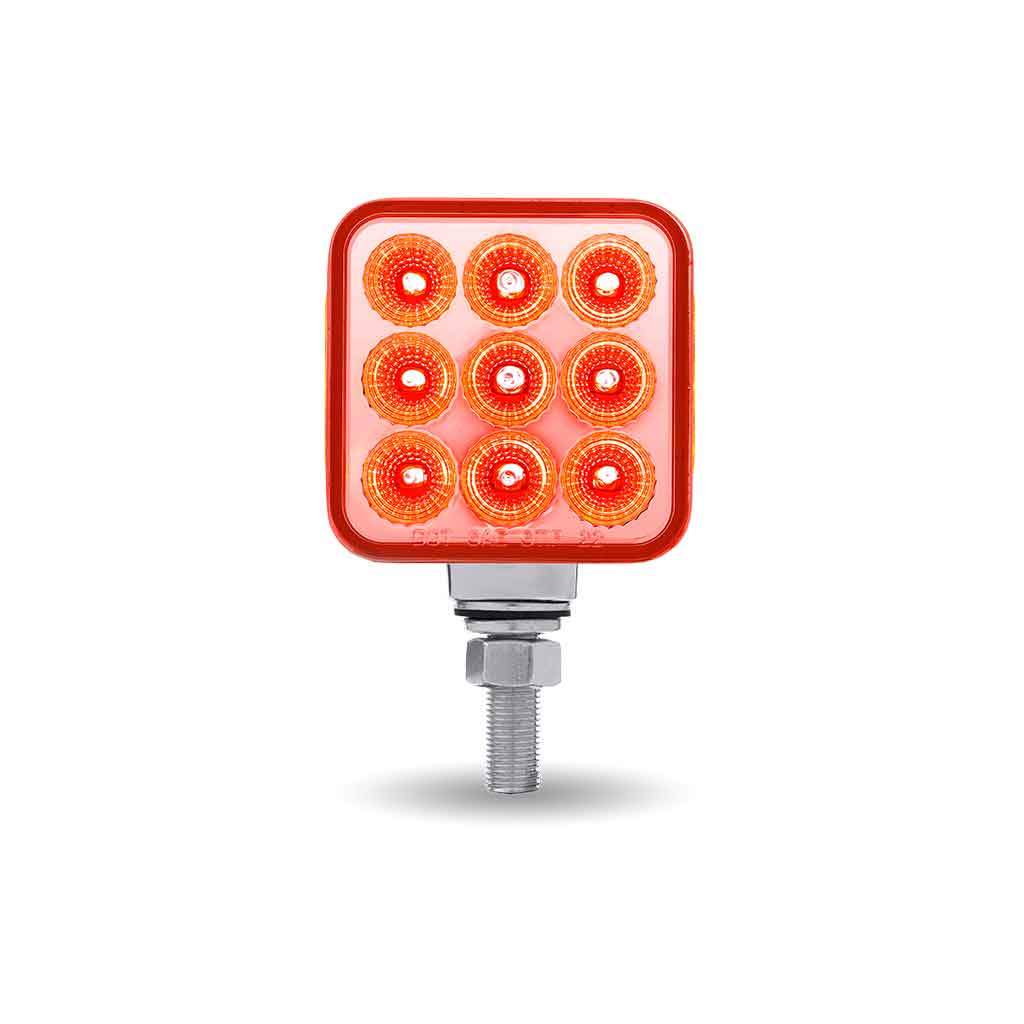 Clear Amber/Red Stop, Turn & Tail 3" Mini Double Face Square Light with Reflector LEDs - 30 Diodes - Thumbnail 3