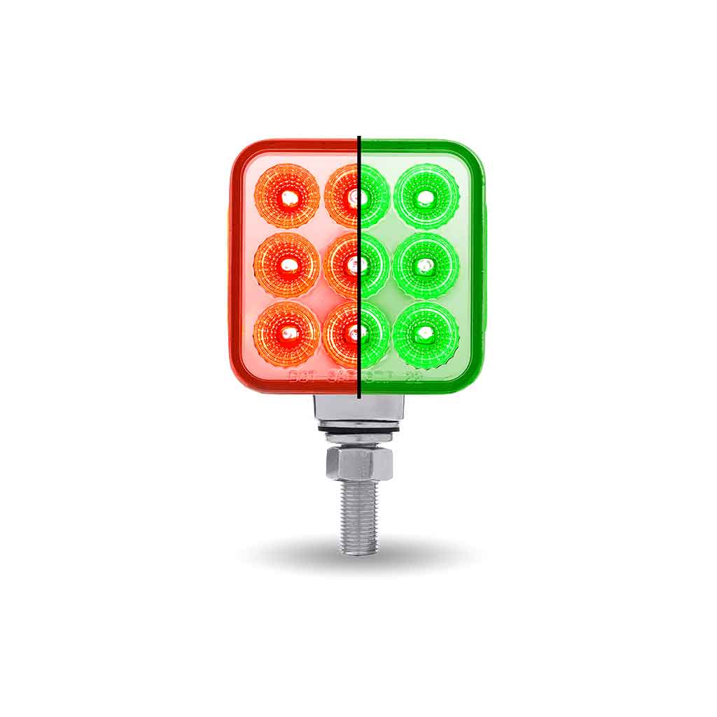 Amber/Red Stop, Turn & Tail to Green Auxiliary 3" Mini Double Face Square Light with Reflector LEDs - 30 Diodes - Thumbnail 3