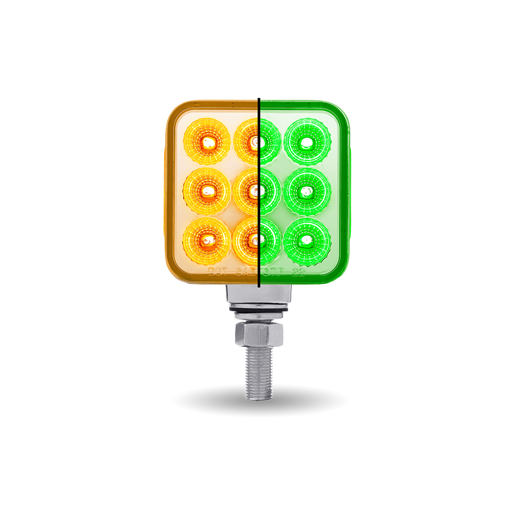 Amber/Red Stop, Turn & Tail to Green Auxiliary 3" Mini Double Face Square Light with Reflector LEDs - 30 Diodes - Thumbnail 5