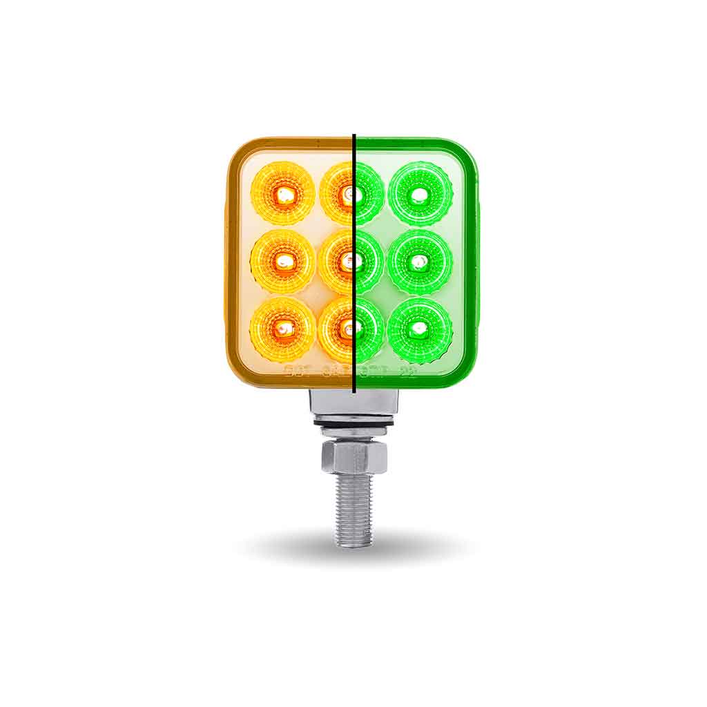 Amber/Red Stop, Turn & Tail to Green Auxiliary 3" Mini Double Face Square Light with Reflector LEDs - 30 Diodes - Thumbnail 6