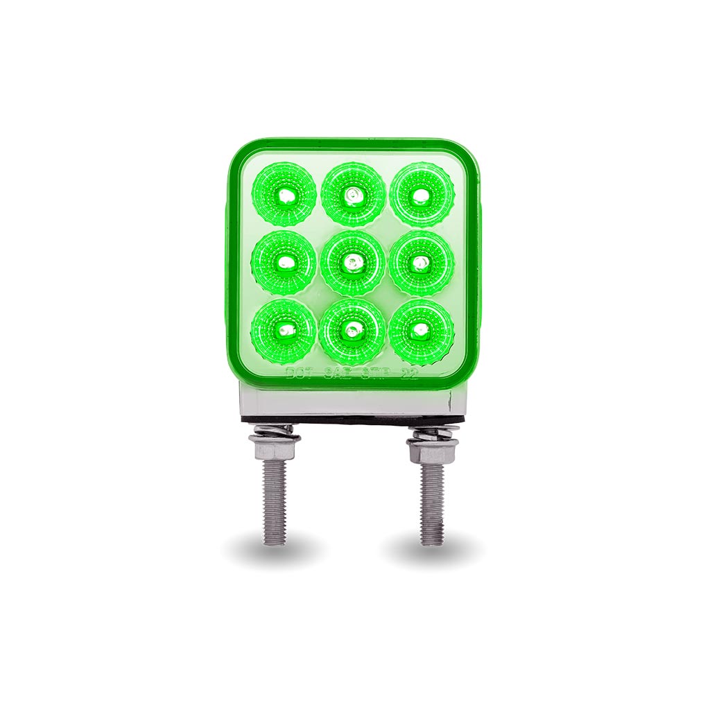 Amber/Red Stop, Turn & Tail to Green Auxiliary 3" Mini Double Face Square Light with Reflector LEDs - 30 Diodes