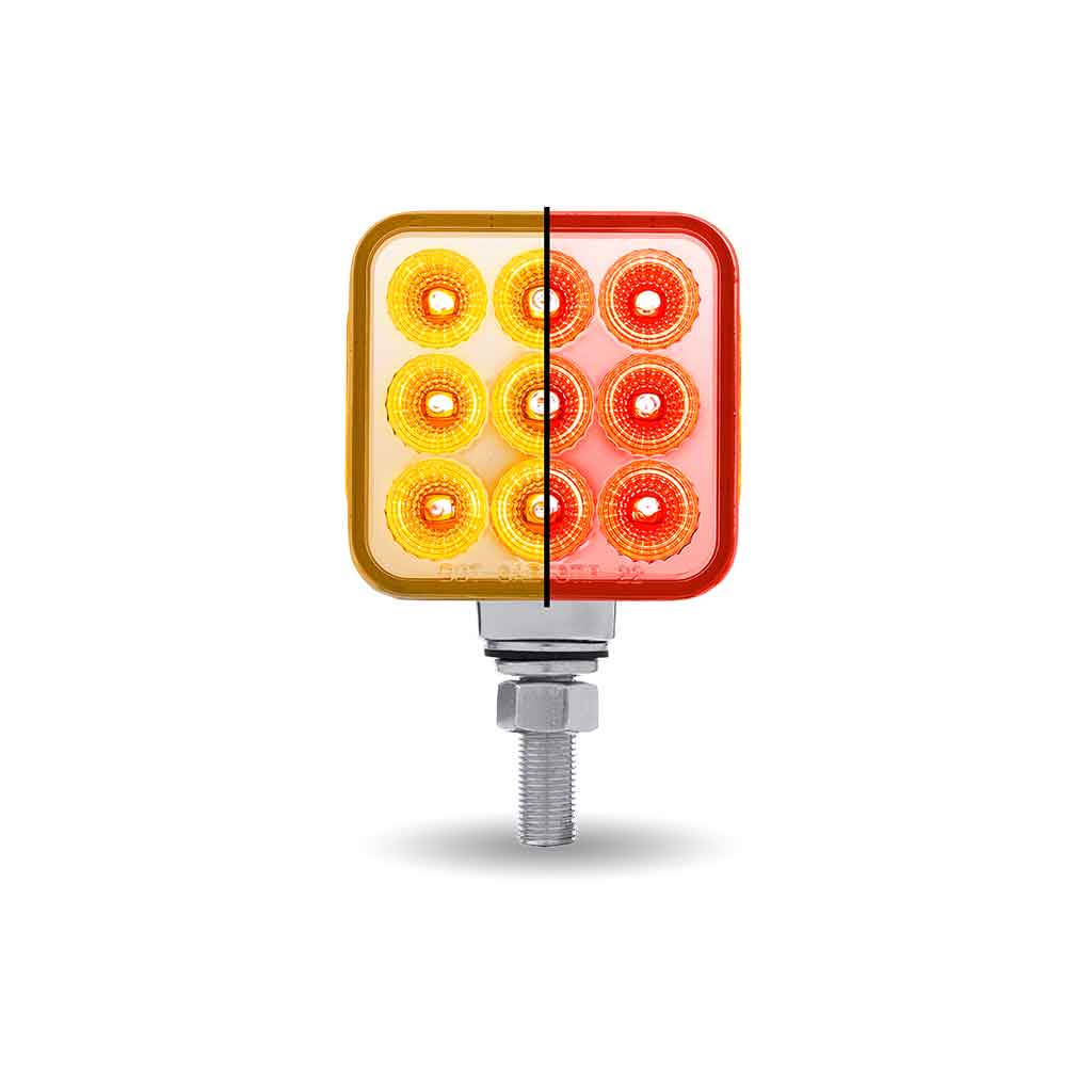 Amber/Red Stop, Turn & Tail to Red Auxiliary 3" Mini Double Face Square Light with Reflector LEDs - 30 Diodes - Thumbnail 2
