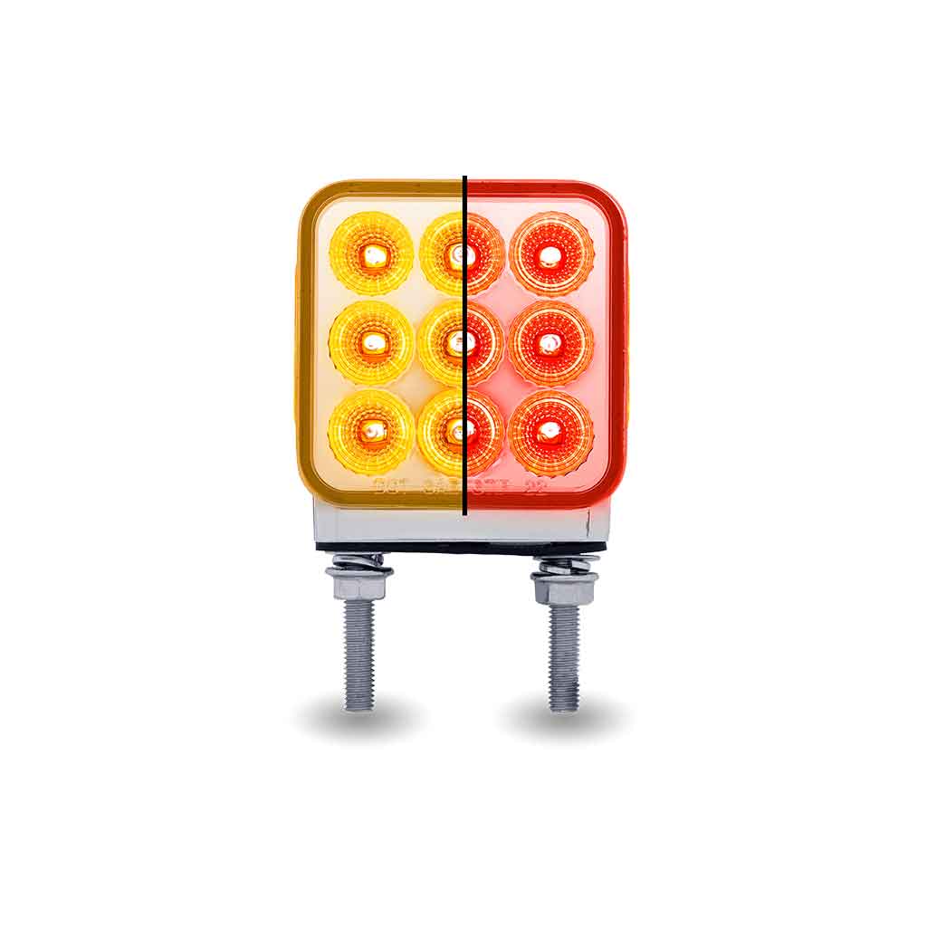 Amber/Red Stop, Turn & Tail to Red Auxiliary 3" Mini Double Face Square Light with Reflector LEDs - 30 Diodes - Thumbnail 6