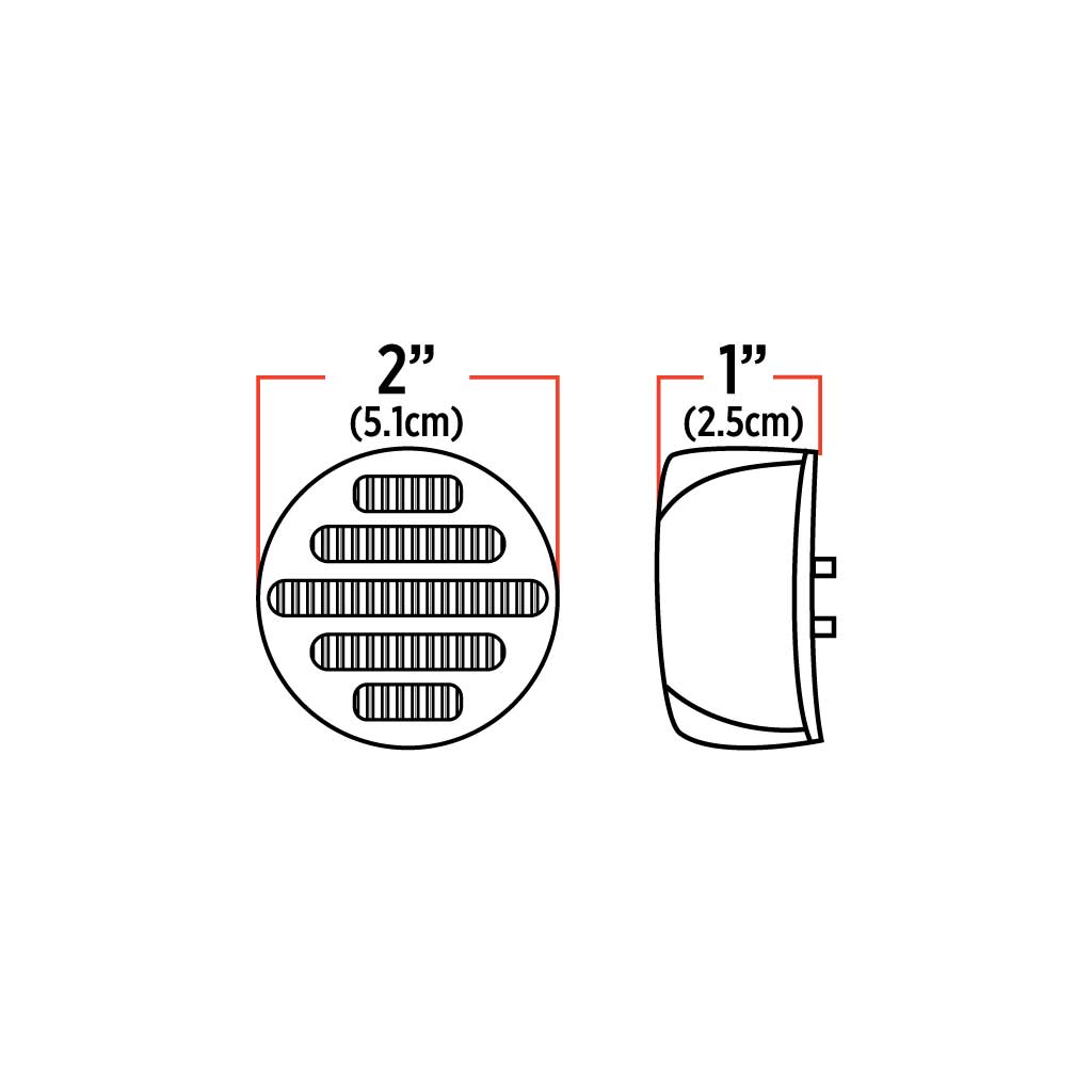 2" Red Marker Flatline Round LED Light - 9 Diodes