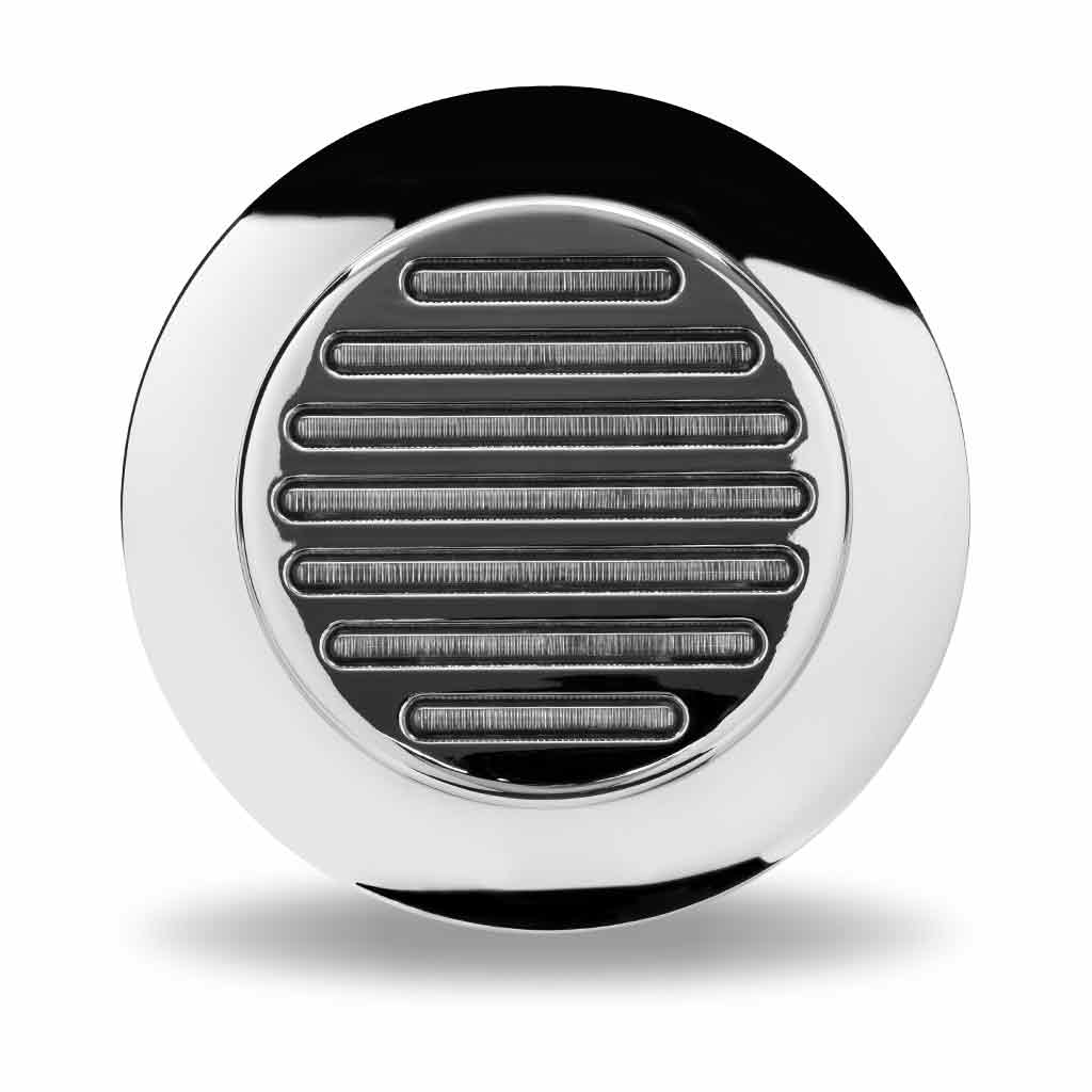 4" Clear Red Stop, Turn & Tail to White Back Up Round Flatline Flange Mount LED Light - 49 Diodes - Thumbnail 2