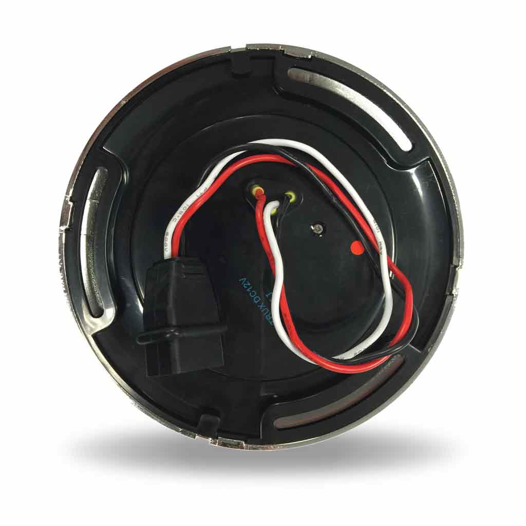 4" Clear Red Stop, Turn & Tail to White Back Up Round Flatline Flange Mount LED Light - 49 Diodes - Thumbnail 3