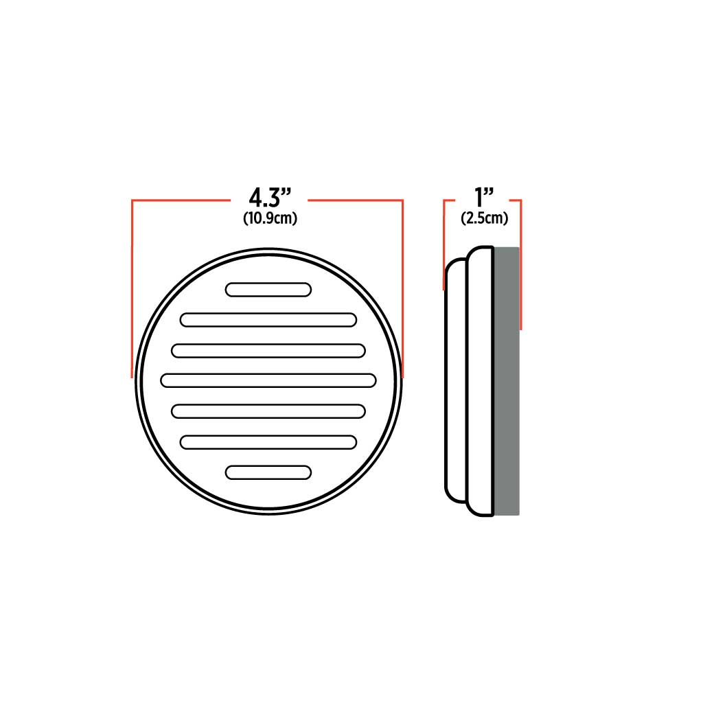 4" Red Stop, Turn & Tail Round Flatline LED Light - 49 Diodes