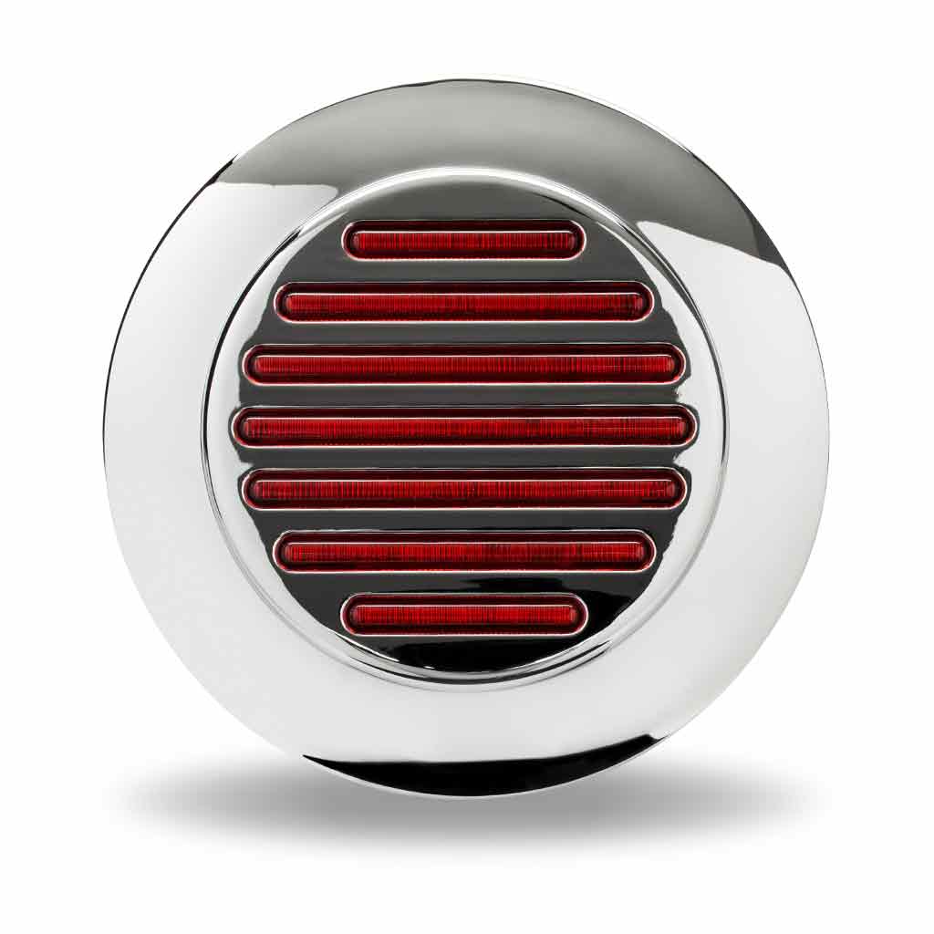4" Red Stop, Turn & Tail to White Back Up Round Flatline Flange Mount LED Light - 49 Diodes - Thumbnail 2