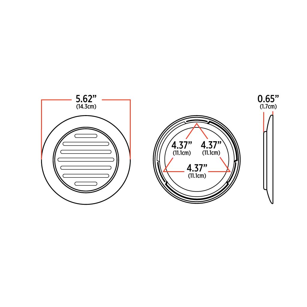 4" Red Stop, Turn & Tail to White Back Up Round Flatline Flange Mount LED Light - 49 Diodes - Thumbnail 4
