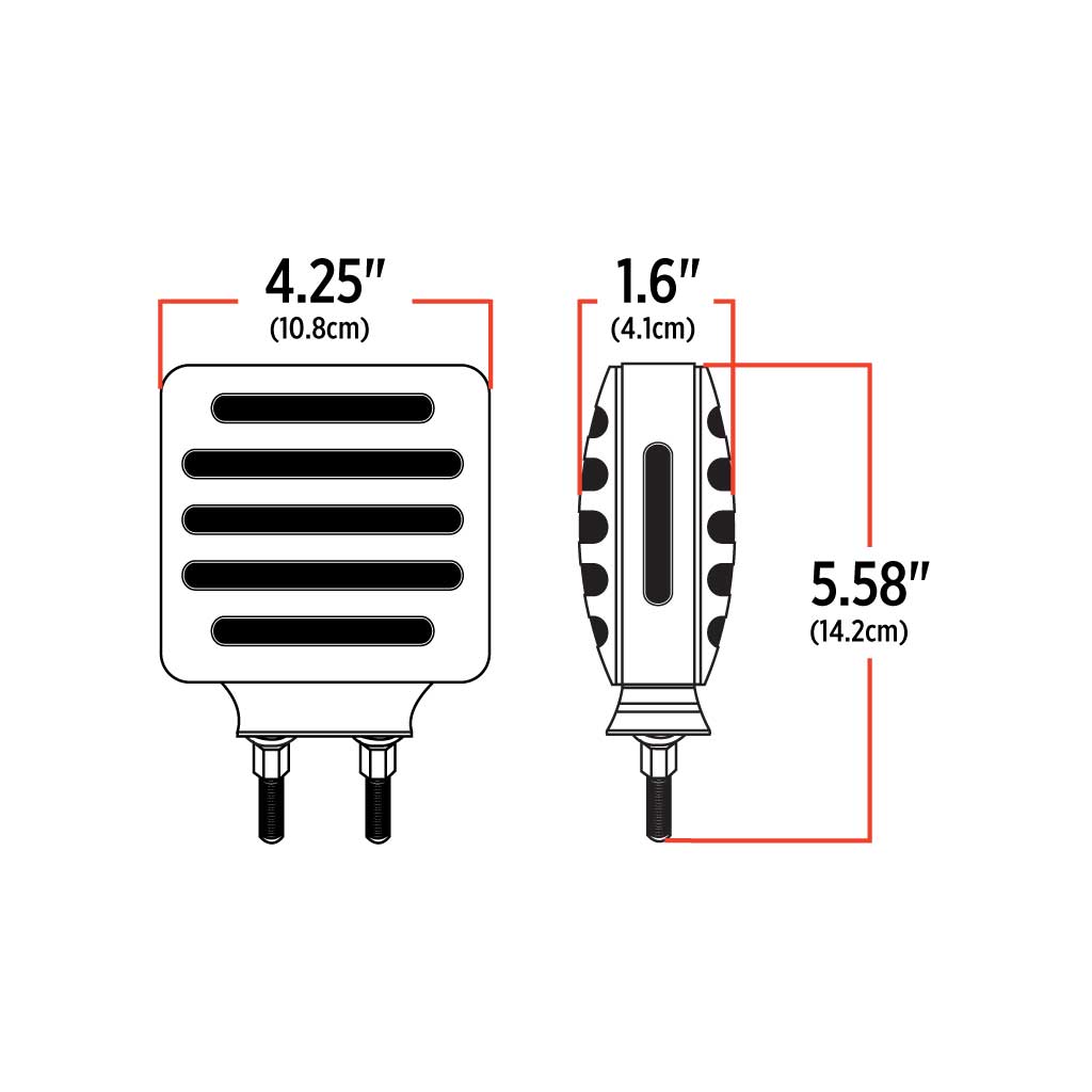 Clear Amber/Red Turn & Marker Double Face Square Flatline LED Light - 80 Diodes - Thumbnail 2