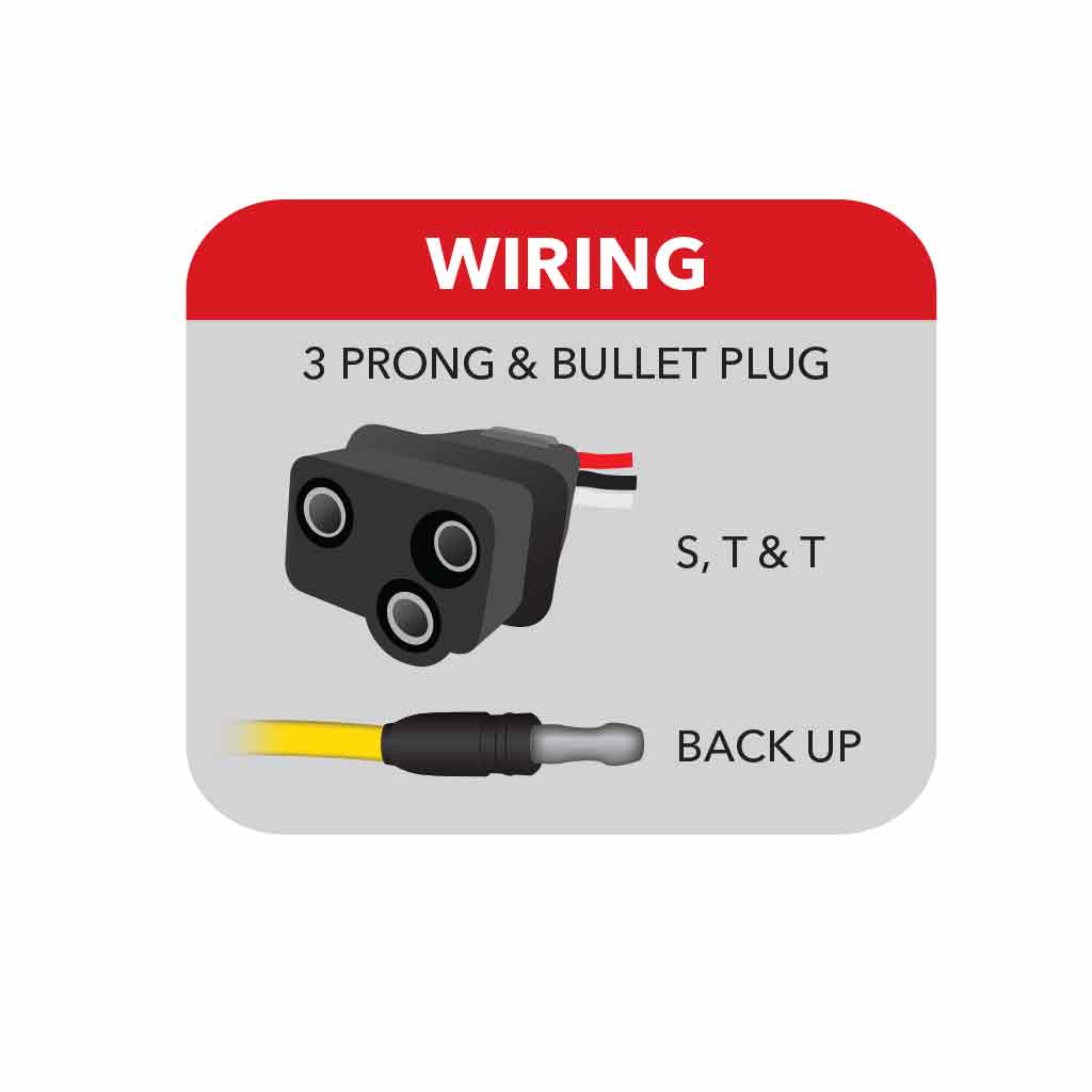 4" Red Stop, Turn & Tail to White Back Up Flatline LED Light with Flange Mount - 49 Diodes