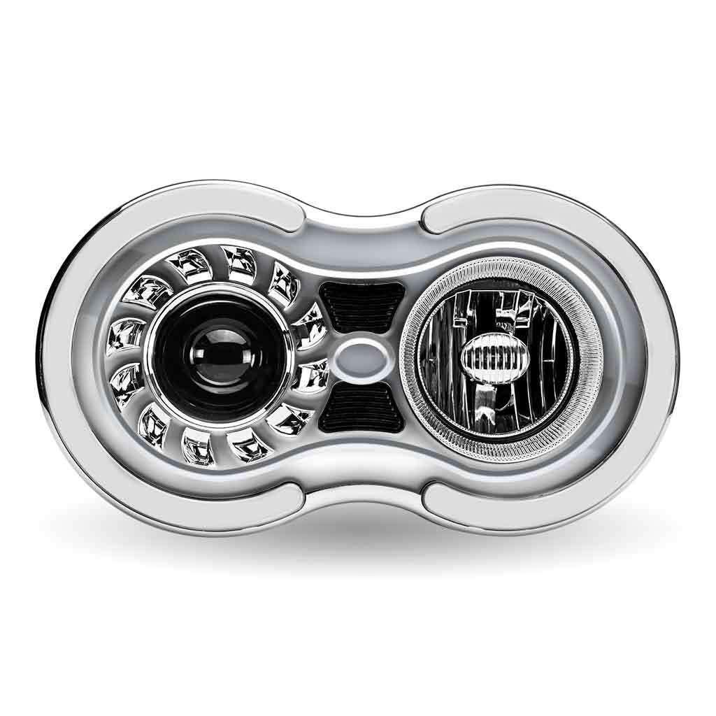 "Retro Series" LED Projector Headlight Assembly with Glow Position & Marker LED Accents - Chrome (Driver Side) - Thumbnail 7