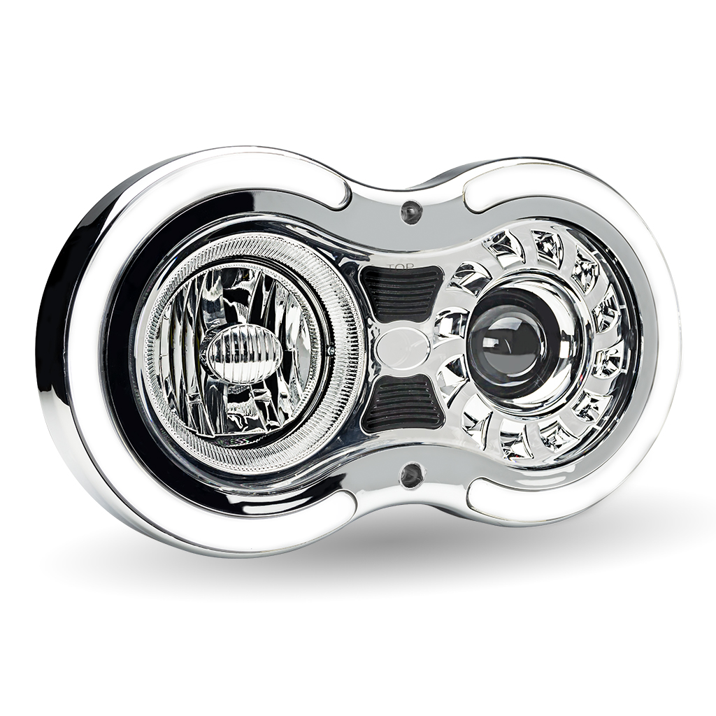 "Retro Series" LED Projector Headlight Assembly with Glow Position & Marker LED Accents - Chrome (Driver Side) - Thumbnail 9