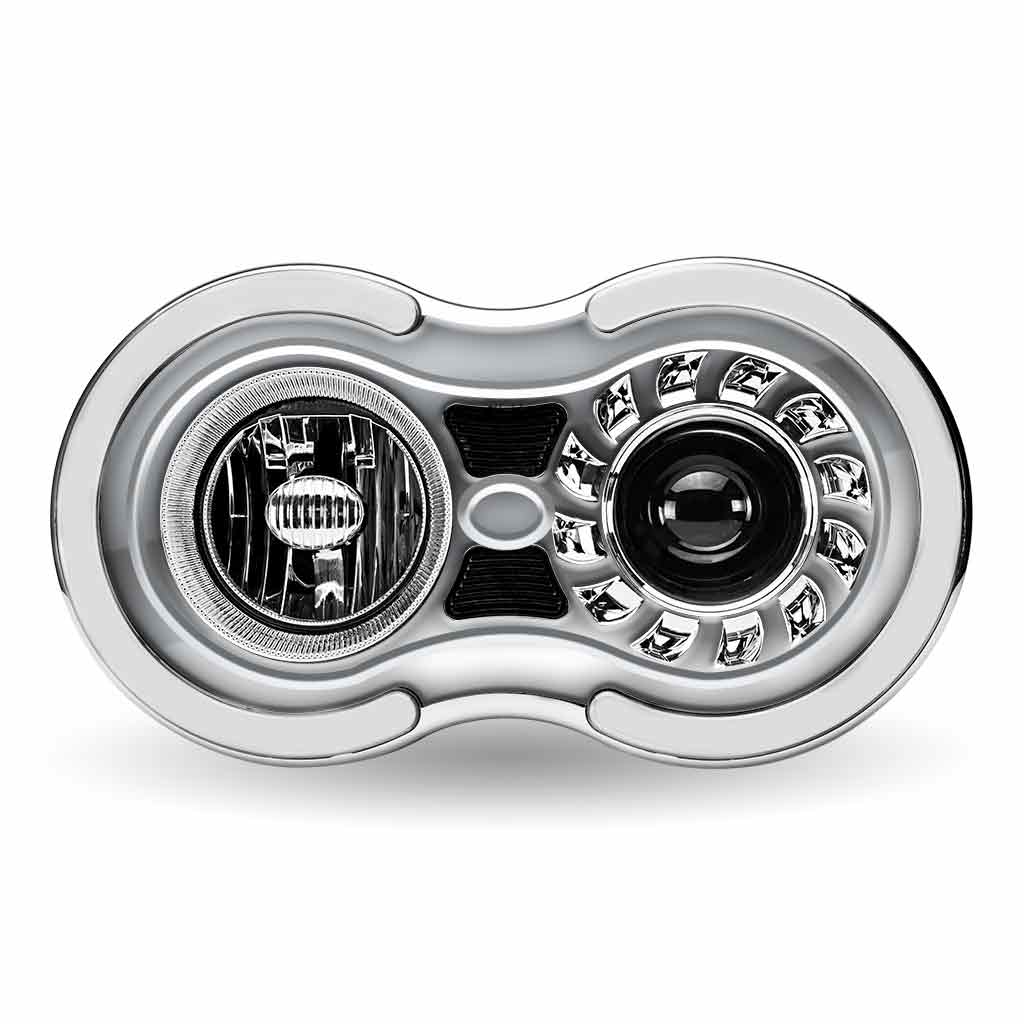 "Retro Series" LED Projector Headlight Assembly with Glow Position & Marker LED Accents - Chrome (Passenger Side) - Thumbnail 7