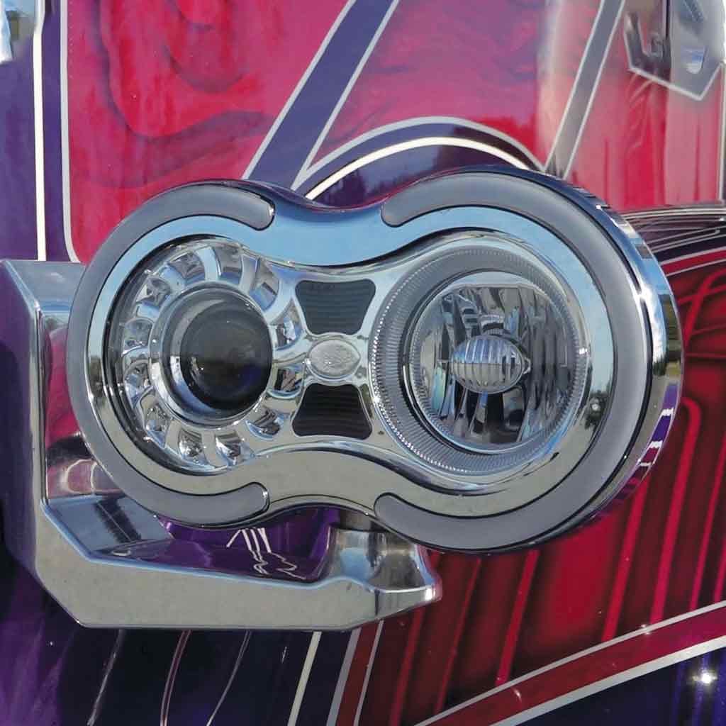 "Retro Series" LED Projector Headlight Assembly with Glow Position & Marker LED Accents & Mounting Bracket - Chrome (Driver Side) - Thumbnail 10