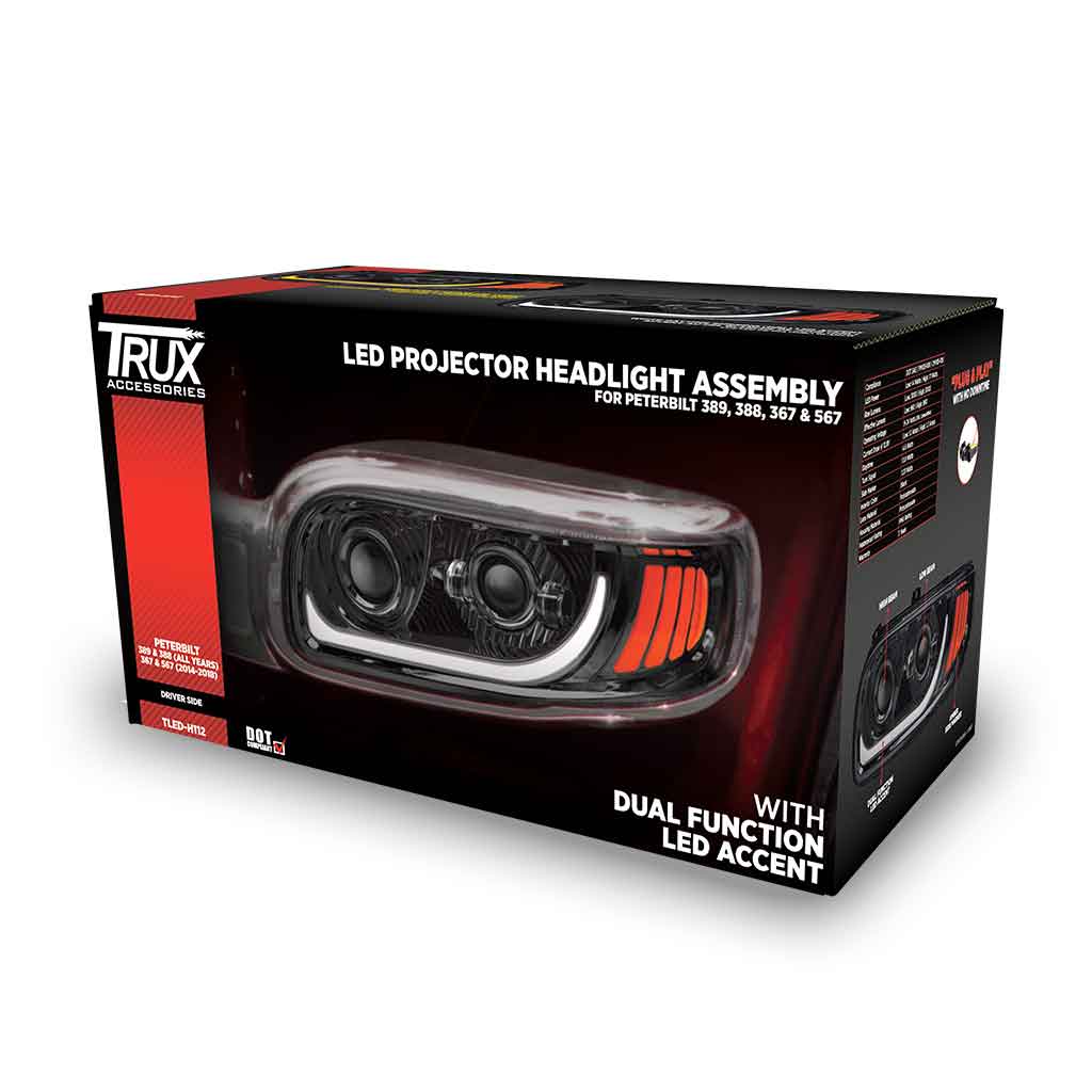 PB. 389/388/367/567 LED Projector Headlight Assembly - Black (Driver Side) - Thumbnail 3