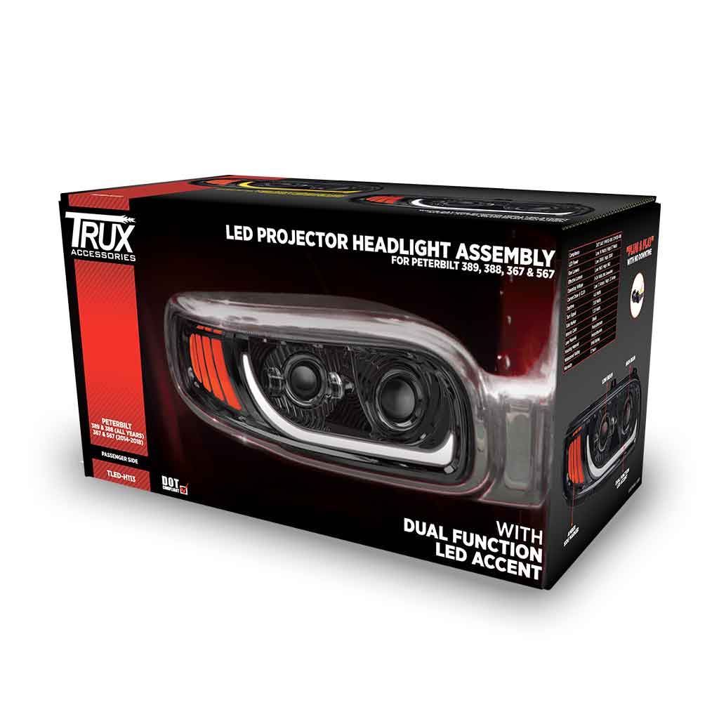 PB. 389/388/367/567 LED Projector Headlight Assembly - Black (Passenger Side) - Thumbnail 5