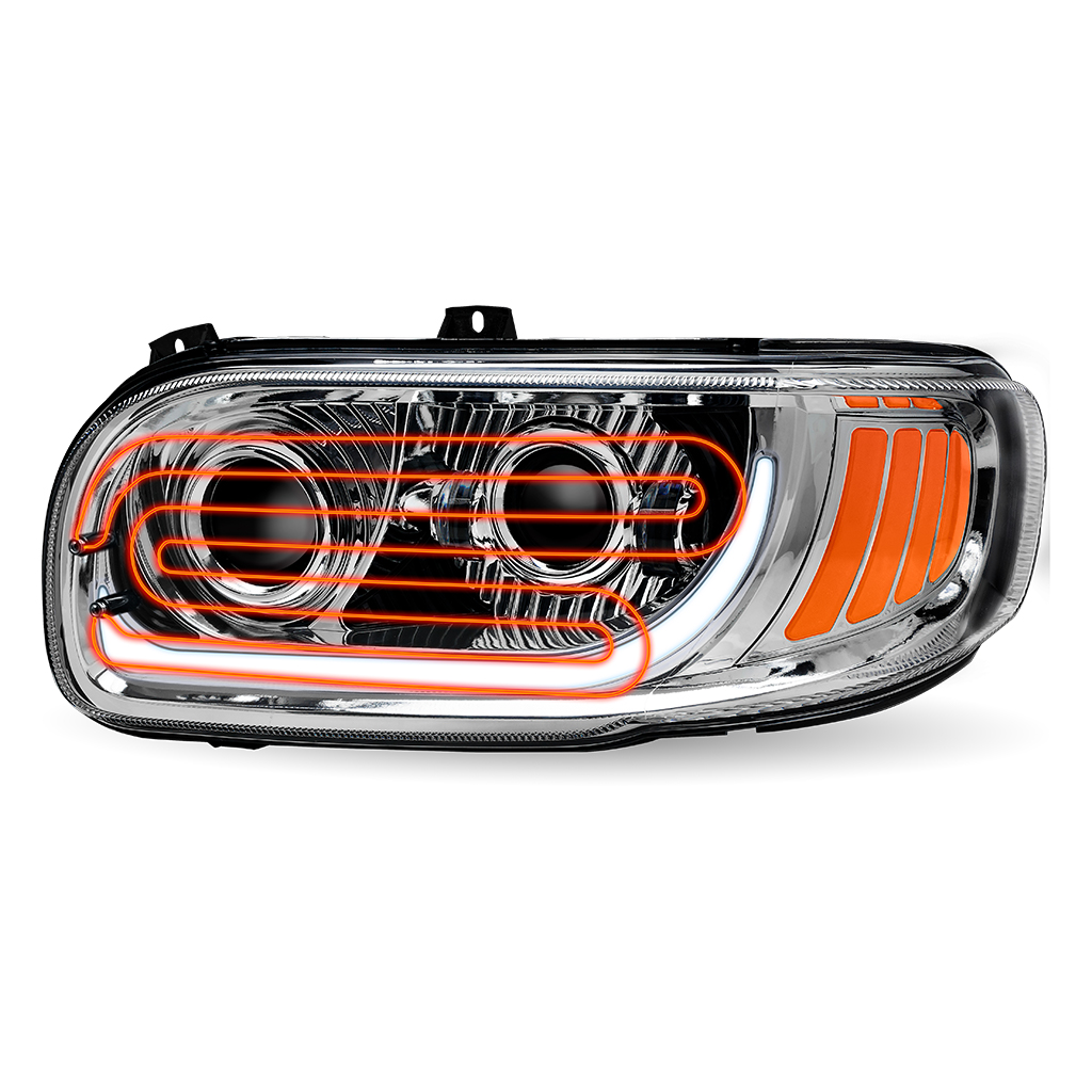 PB. 389/388/367/567 Heated LED Projector Headlight Assembly - Chrome (Driver Side)