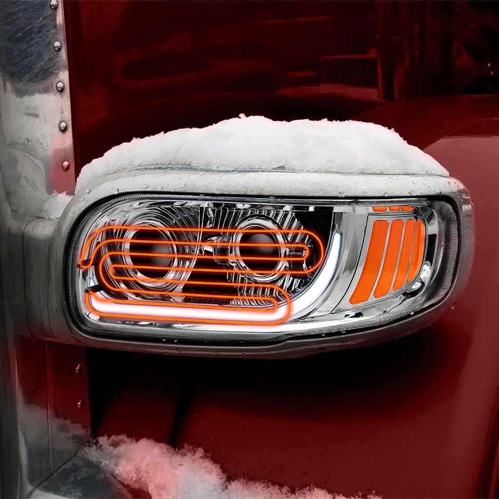 PB. 389/388/367/567 Heated LED Projector Headlight Assembly - Chrome (Driver Side) - Thumbnail 4