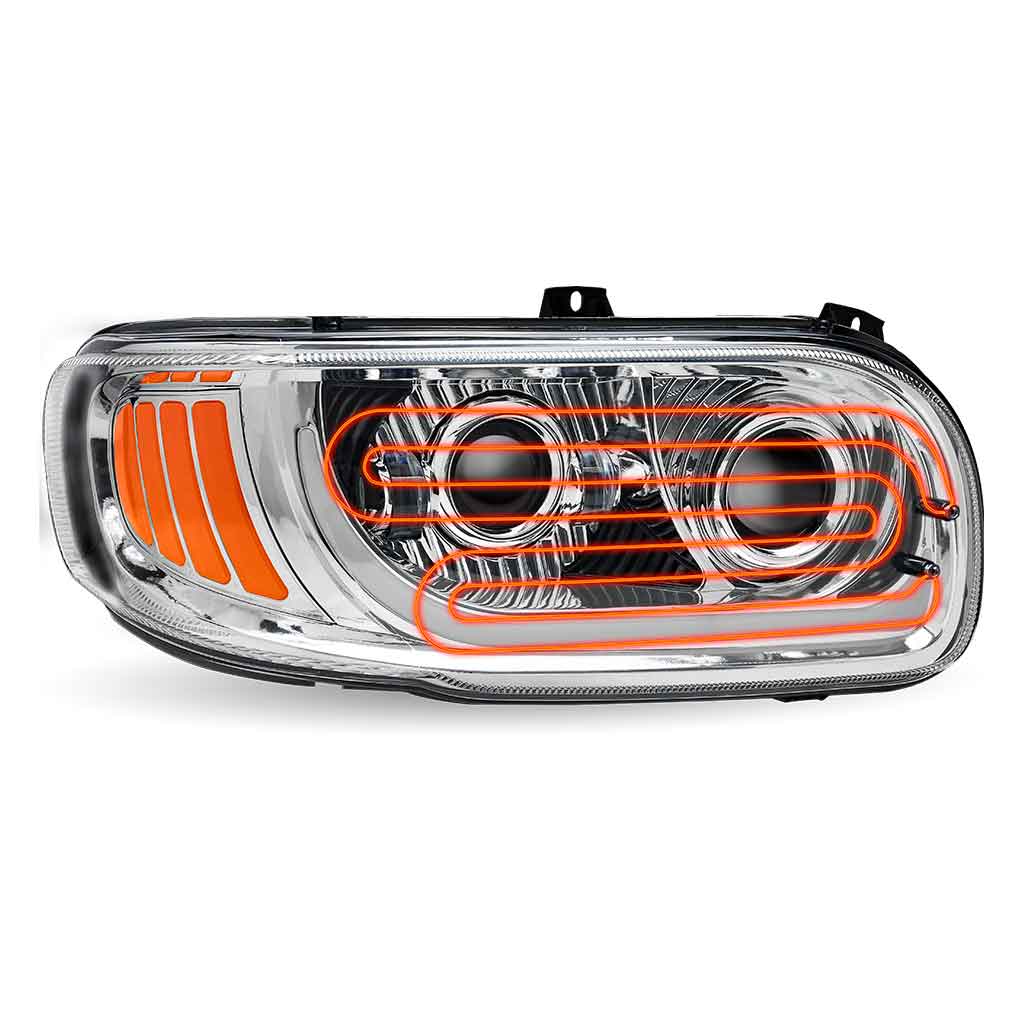 PB. 389/388/367/567 Heated LED Projector Headlight Assembly - Chrome (Passenger Side) - Thumbnail 3