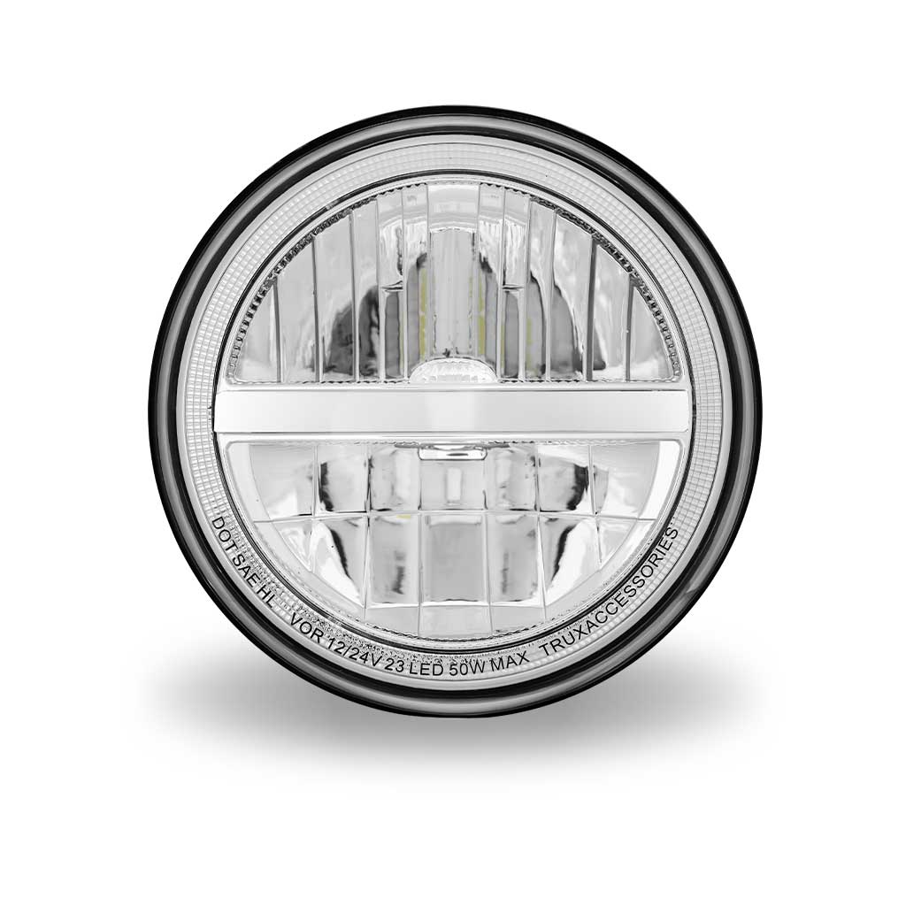 7" LED Reflector Headlight with Glow Position LED Accent - Combination High & Low Beam | 2200 Lumens - Thumbnail 2