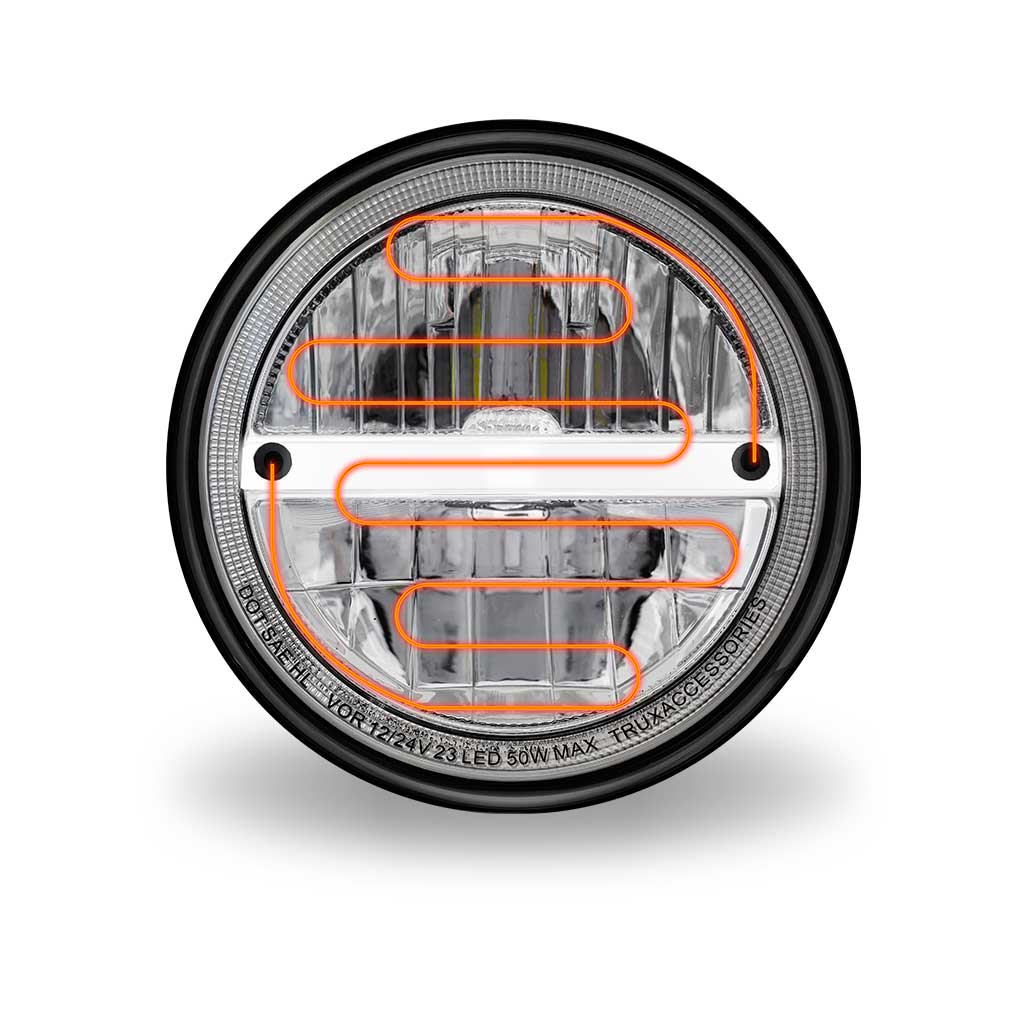 7" Heated LED Reflector Headlight with Glow Position LED Accent - Combination High & Low Beam | 2200 Lumens - Thumbnail 9