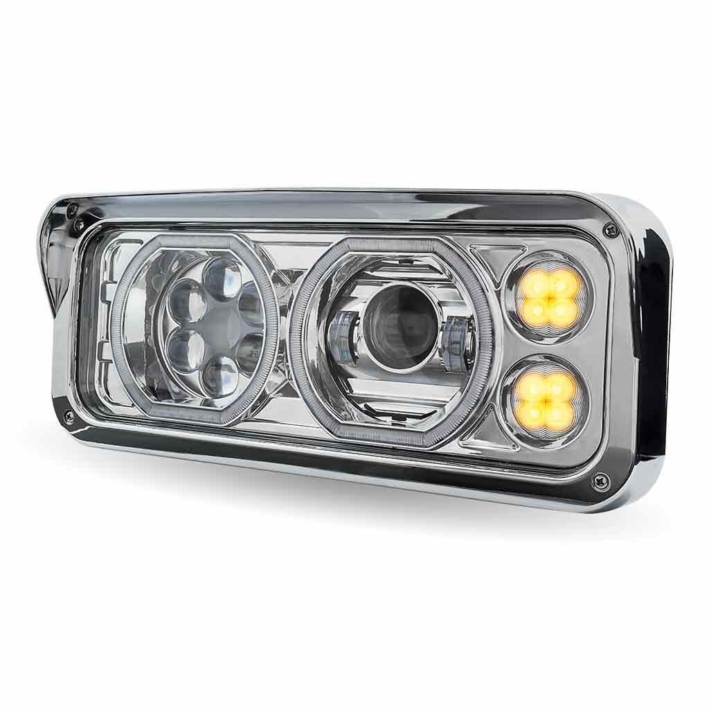 Universal LED Projector Headlight Assembly with Glow Position Halos & Marker LEDs - Chrome (Driver Side) - Thumbnail 7