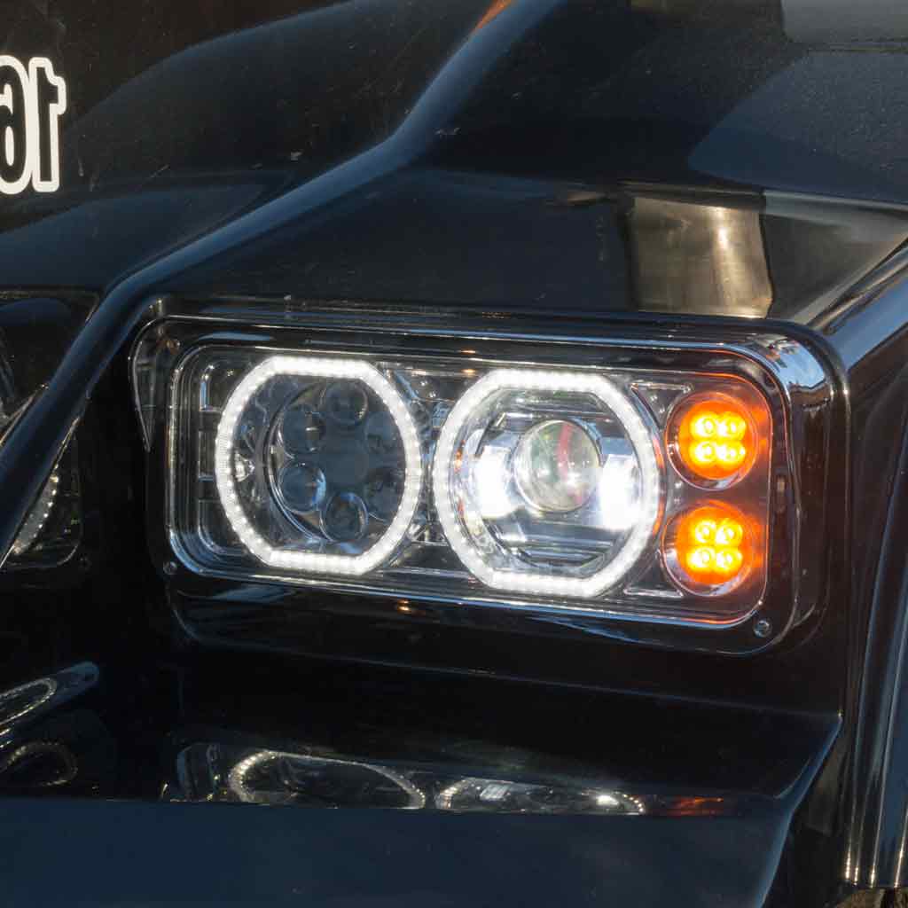 Universal LED Projector Headlight Assembly with Glow Position Halos & Marker LEDs - Chrome (Driver Side) - Thumbnail 8