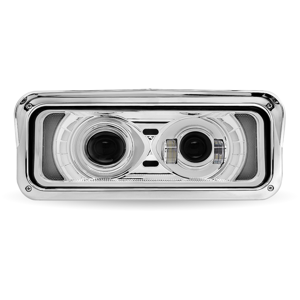 Universal LED Projector Headlight Assembly with Glow Position & Marker LED Accents - Chrome (Driver Side) - Thumbnail 3