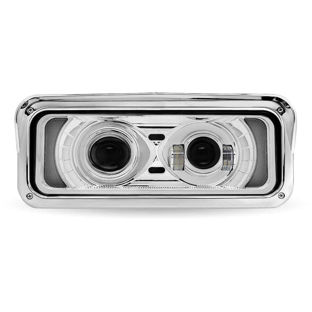 Universal LED Projector Headlight Assembly with Glow Position & Marker LED Accents - Chrome (Driver Side) - Thumbnail 4
