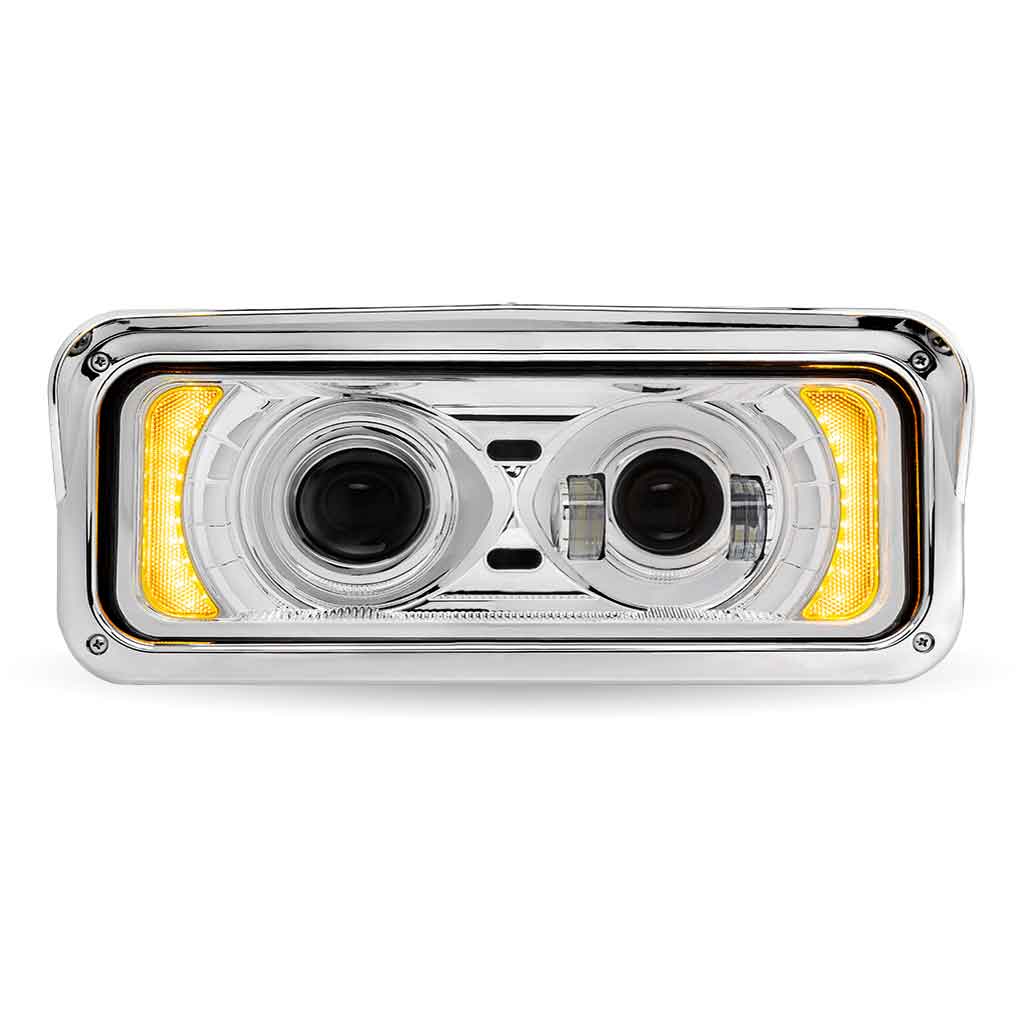 Universal LED Projector Headlight Assembly with Glow Position & Marker LED Accents - Chrome (Driver Side) - Thumbnail 7