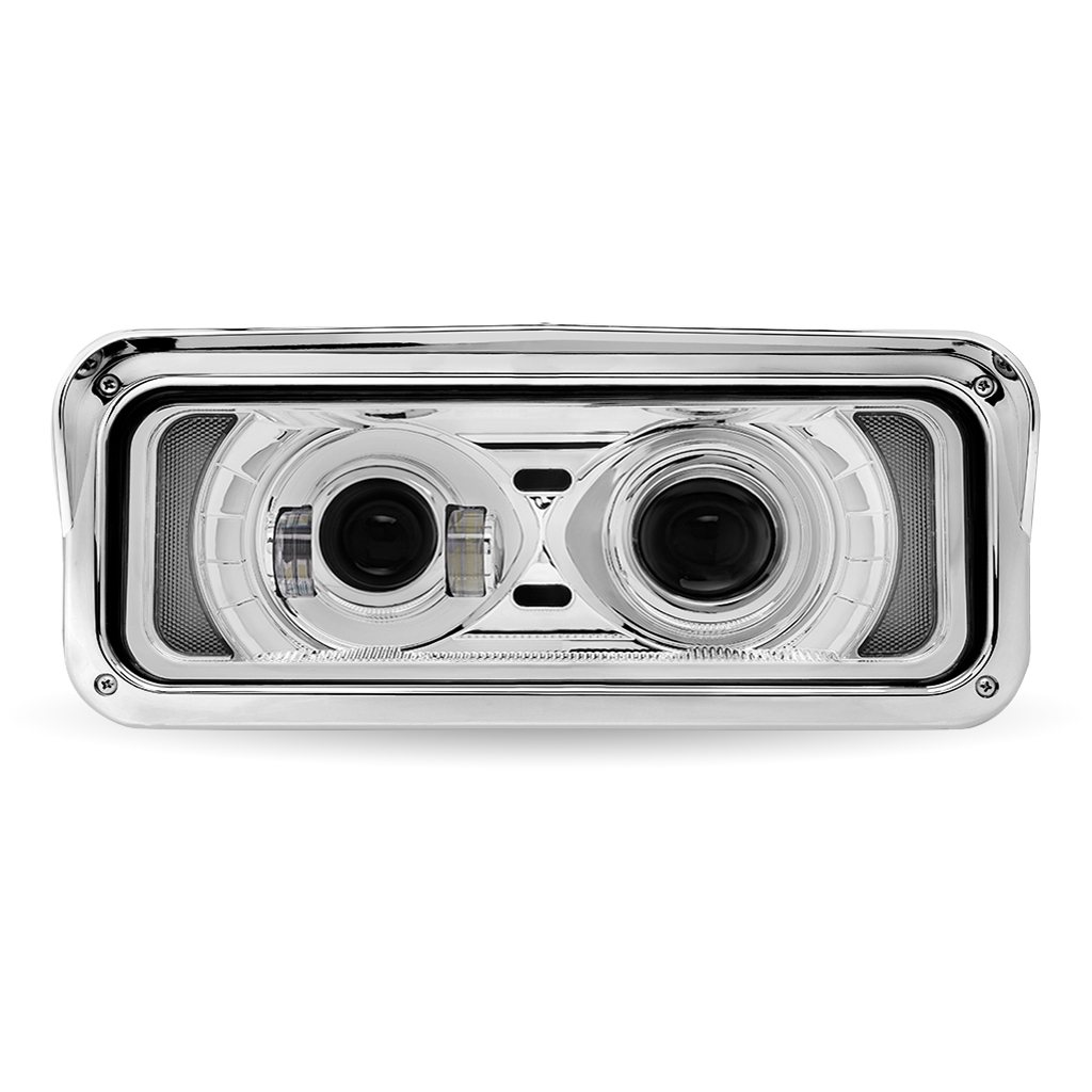 Universal LED Projector Headlight Assembly with Glow Position & Marker LED Accents - Chrome (Passenger Side) - Thumbnail 2