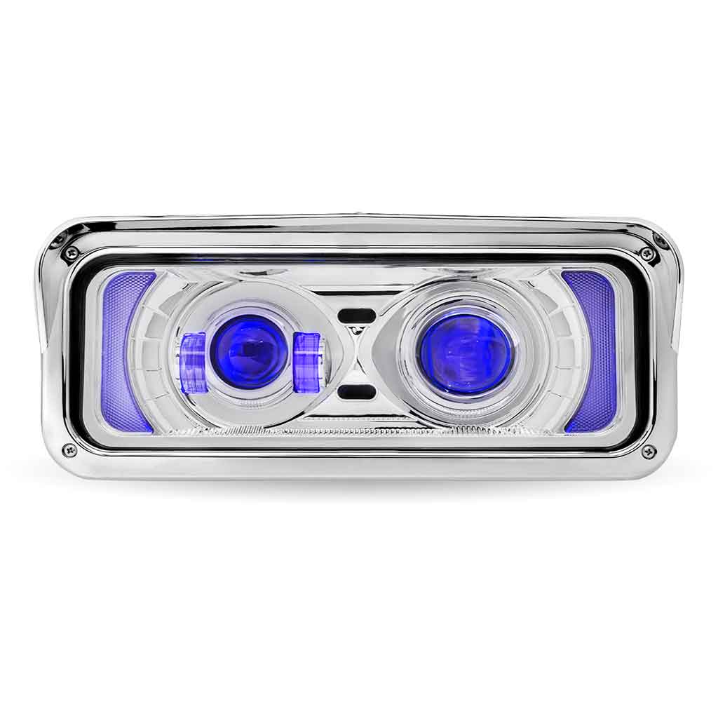 Universal LED Projector Headlight Assembly with Glow Position & Marker LED Accents - Chrome (Passenger Side) - Thumbnail 4
