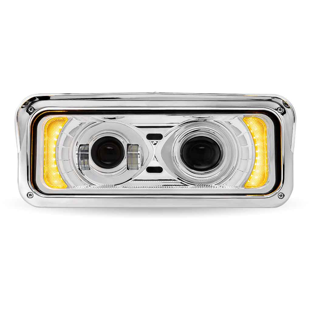 Universal LED Projector Headlight Assembly with Glow Position & Marker LED Accents - Chrome (Passenger Side) - Thumbnail 6