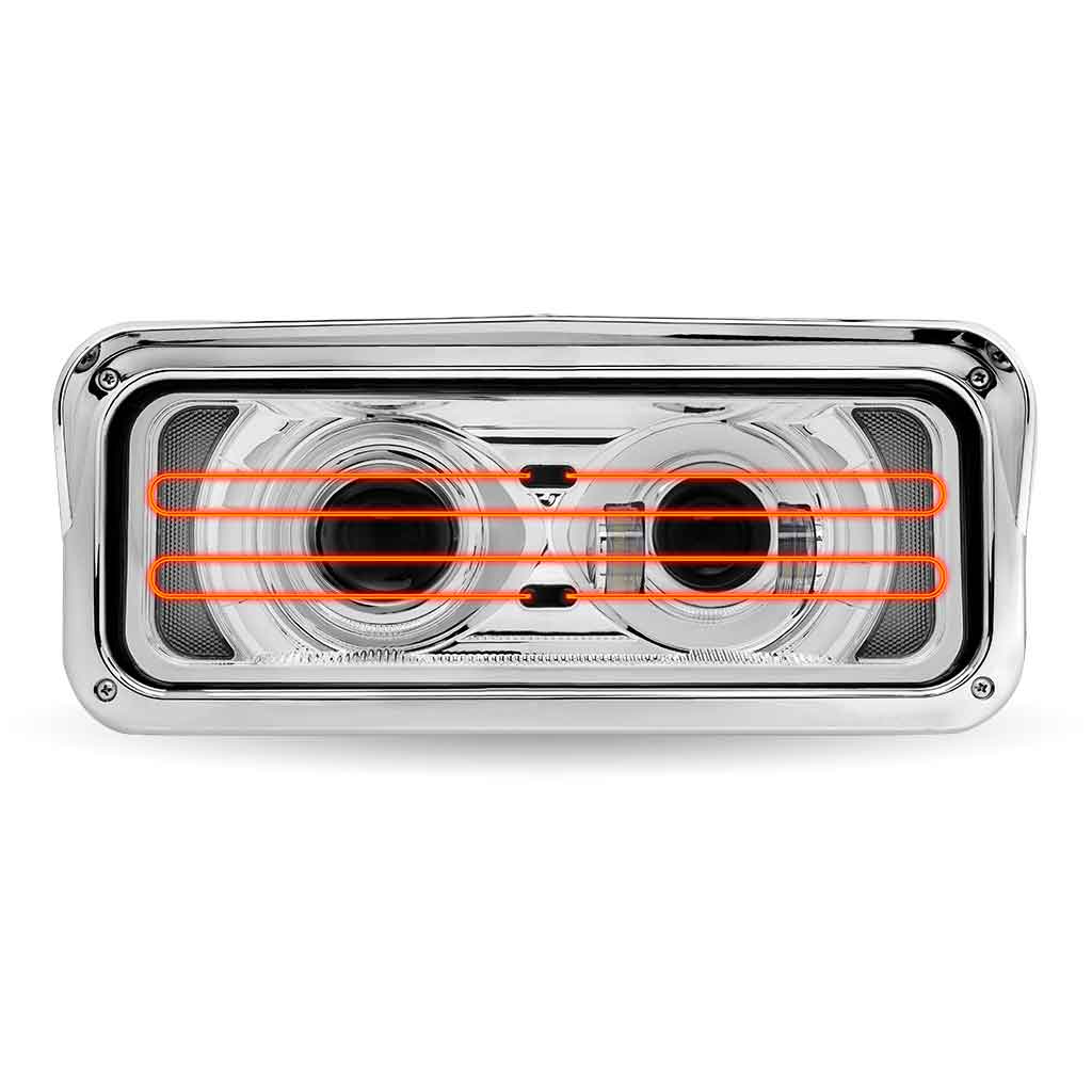 Universal Heated LED Projector Headlight Assembly with Glow Position & Marker LED Accents - Chrome (Driver Side) - Thumbnail 2