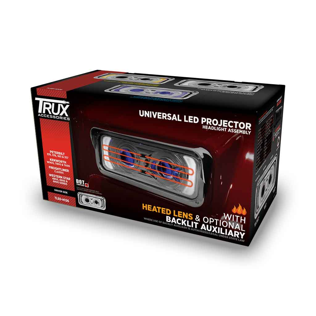 Universal Heated LED Projector Headlight Assembly with Glow Position & Marker LED Accents - Chrome (Driver Side) - Thumbnail 5