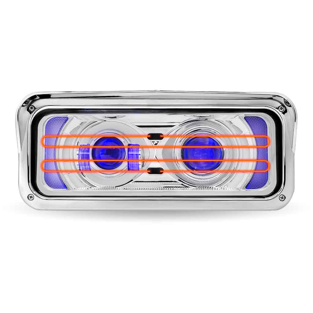 Universal Heated LED Projector Headlight Assembly with Glow Position & Marker LED Accents - Chrome (Passenger Side) - Thumbnail 5