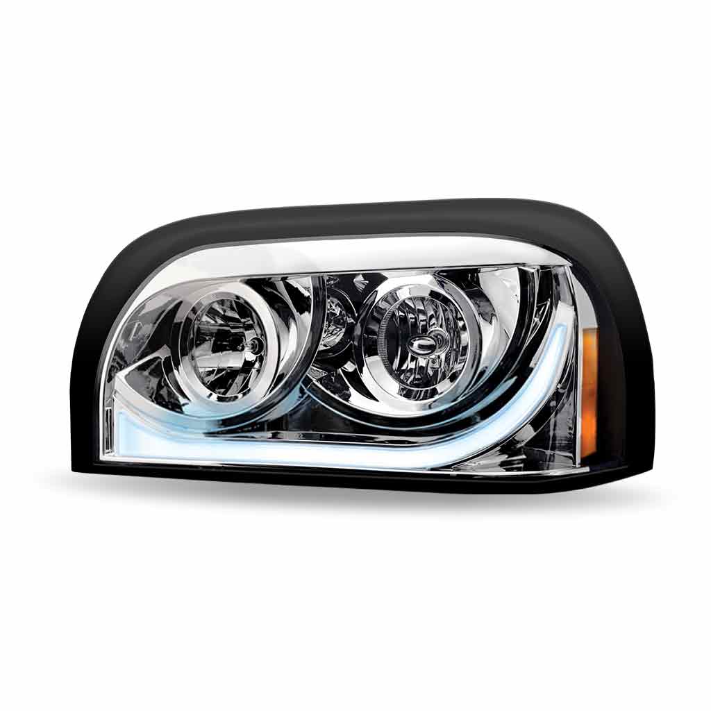 FTL. Century Halogen Projector Headlight Assembly with LED Glow Position, Turn & Marker Accent - Chrome (Driver Side) - Thumbnail 3