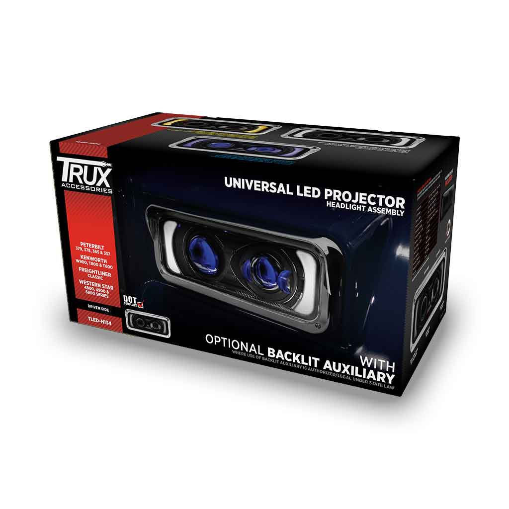 Universal LED Projector Headlight Assembly with Glow Position & Marker LED Accents - Black (Driver Side) - Thumbnail 8